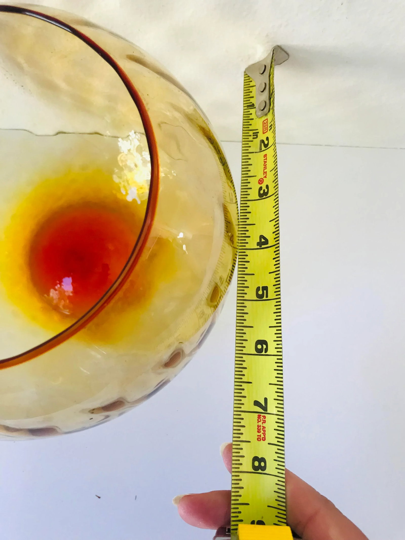Amber Empoli Mid-Century Modern Optic Glass Rolly Polly Ball Vase - 4
