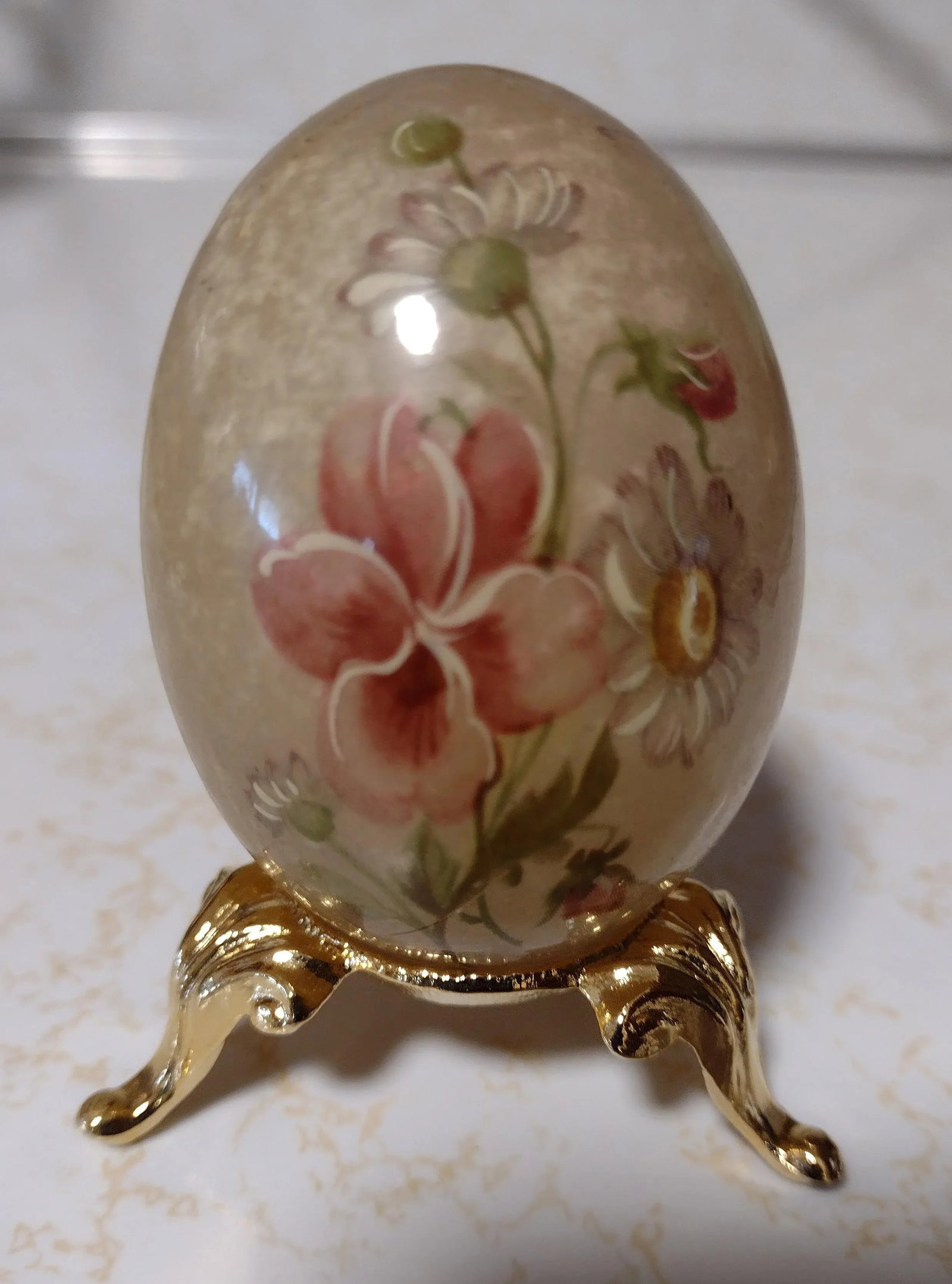 Mid 20th Century Italian Alabaster Flowered Egg - 3