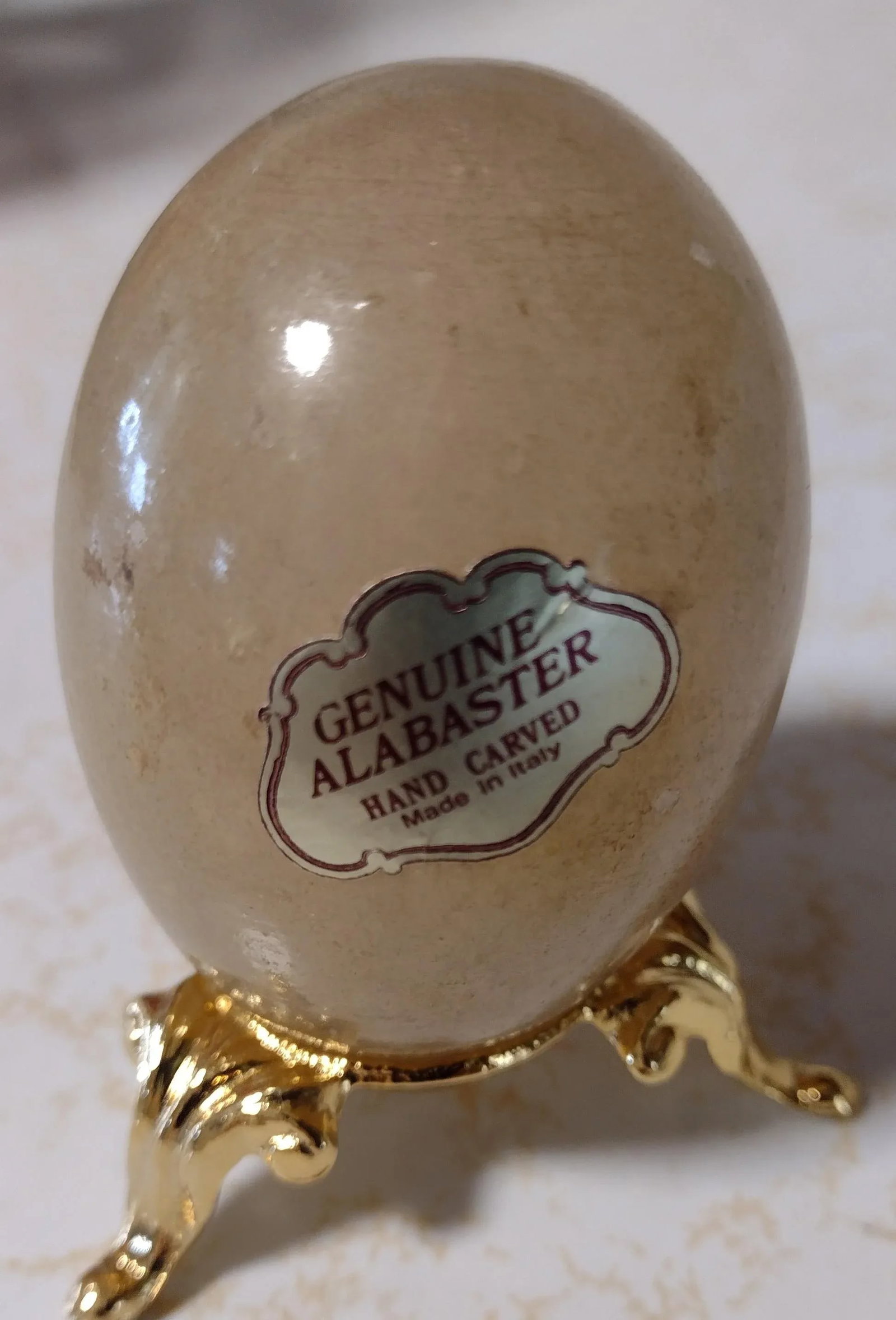 Mid 20th Century Italian Alabaster Flowered Egg - 4