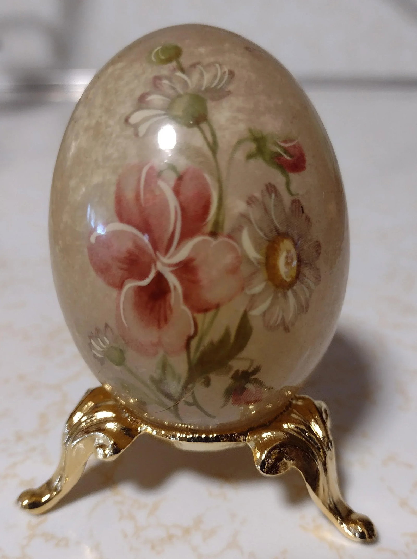 Mid 20th Century Italian Alabaster Flowered Egg - 9