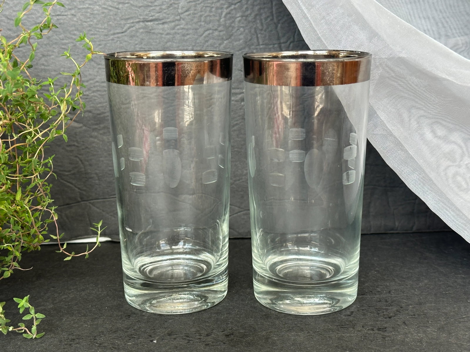 Mid Century Modern Highball Cocktail Glasses Set of 2 - 11