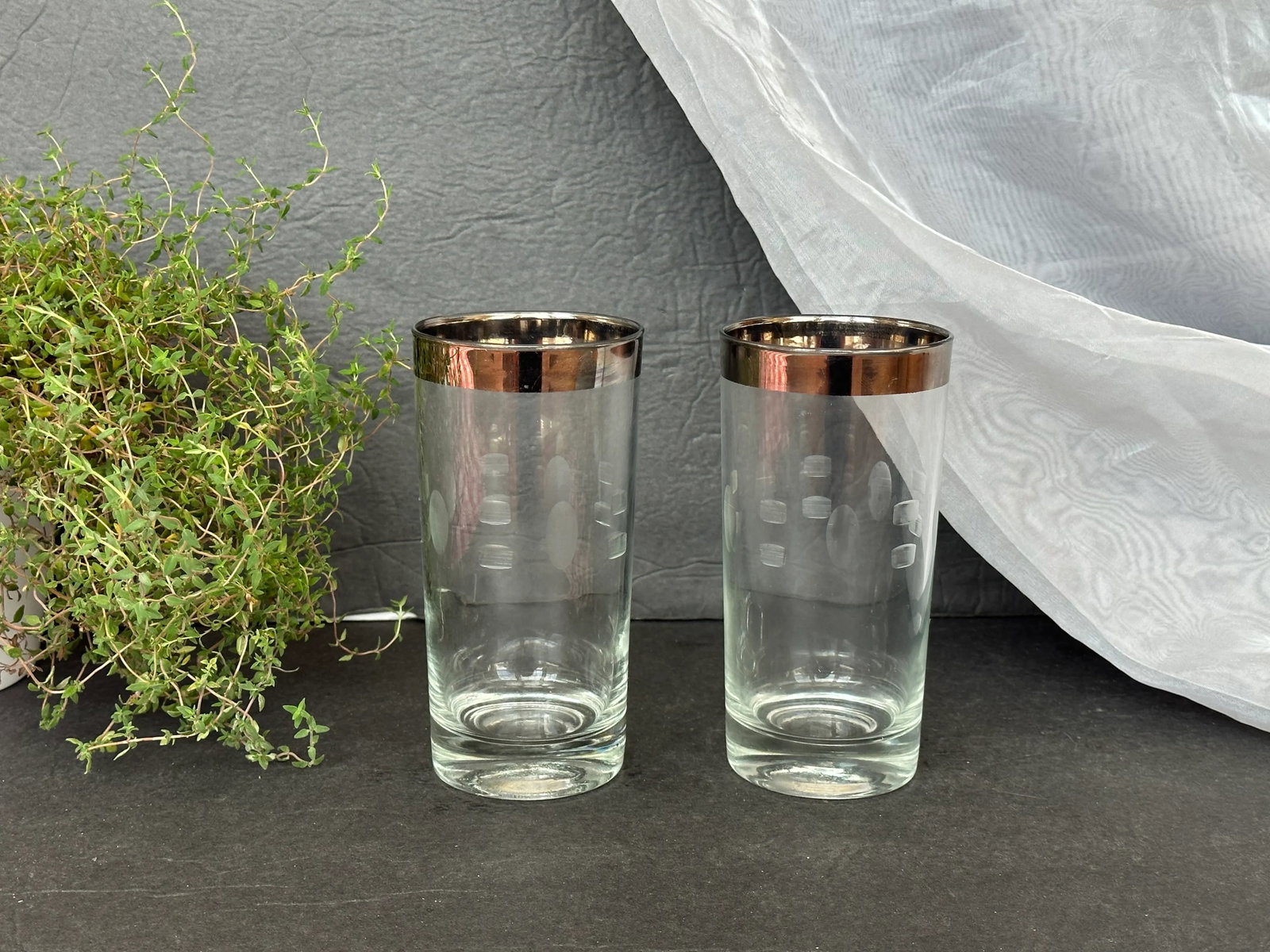 Mid Century Modern Highball Cocktail Glasses Set of 2 - 2