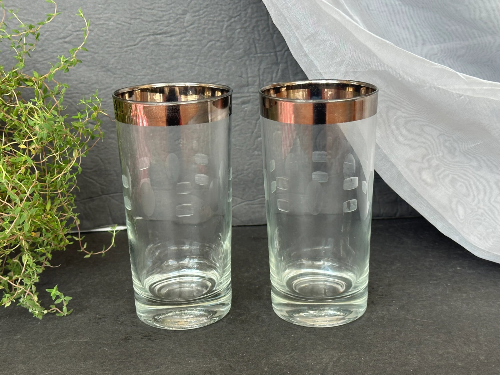 Mid Century Modern Highball Cocktail Glasses Set of 2 - 3