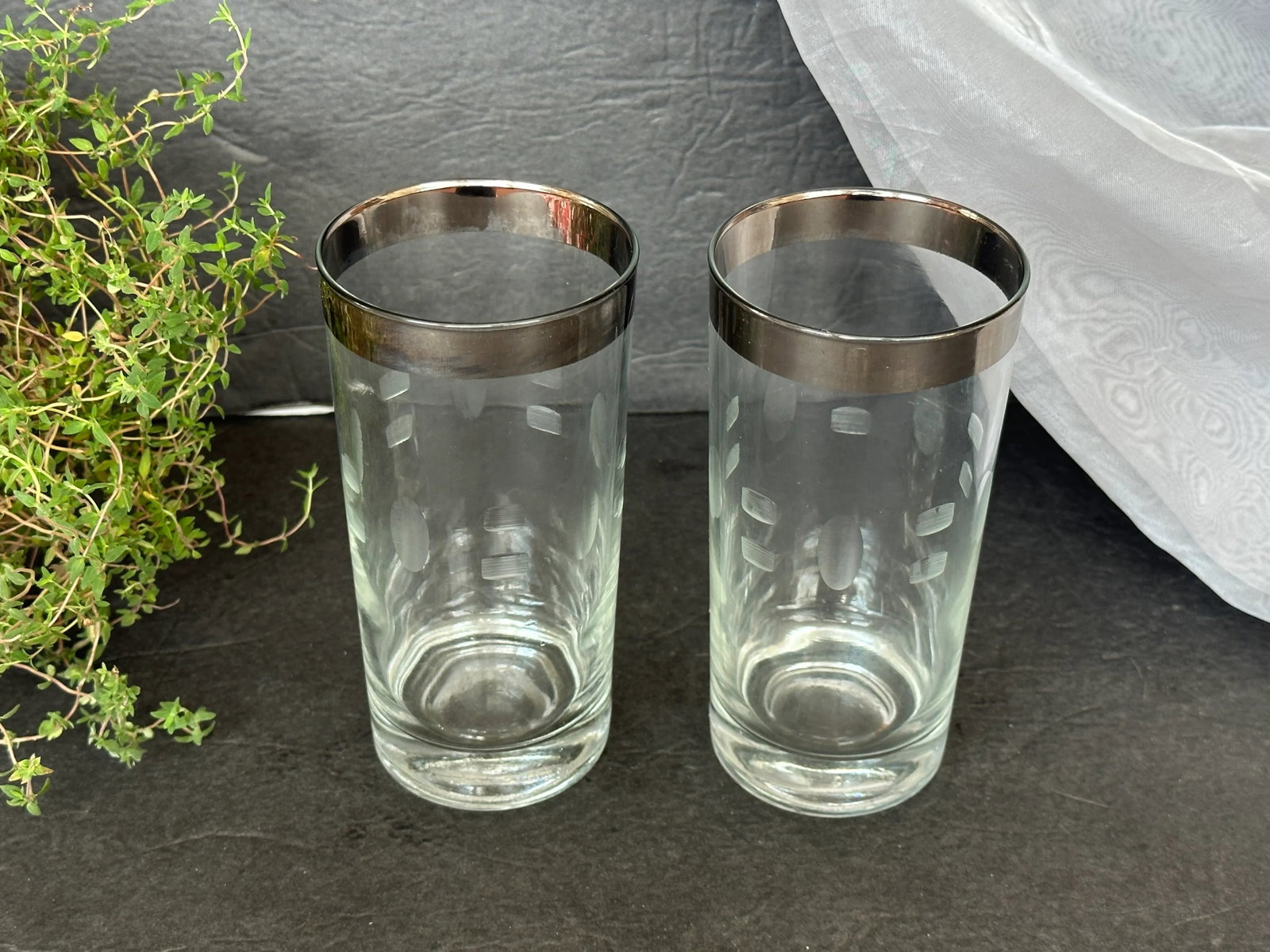 Mid Century Modern Highball Cocktail Glasses Set of 2 - 4
