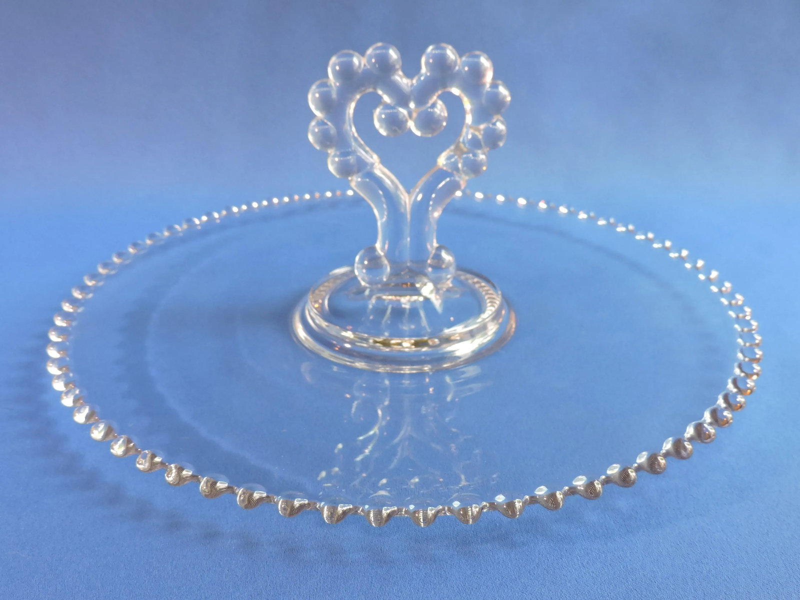 Vintage 1950's Imperial Glass Candlewick Heart Shaped Handled Serving Tray - 2