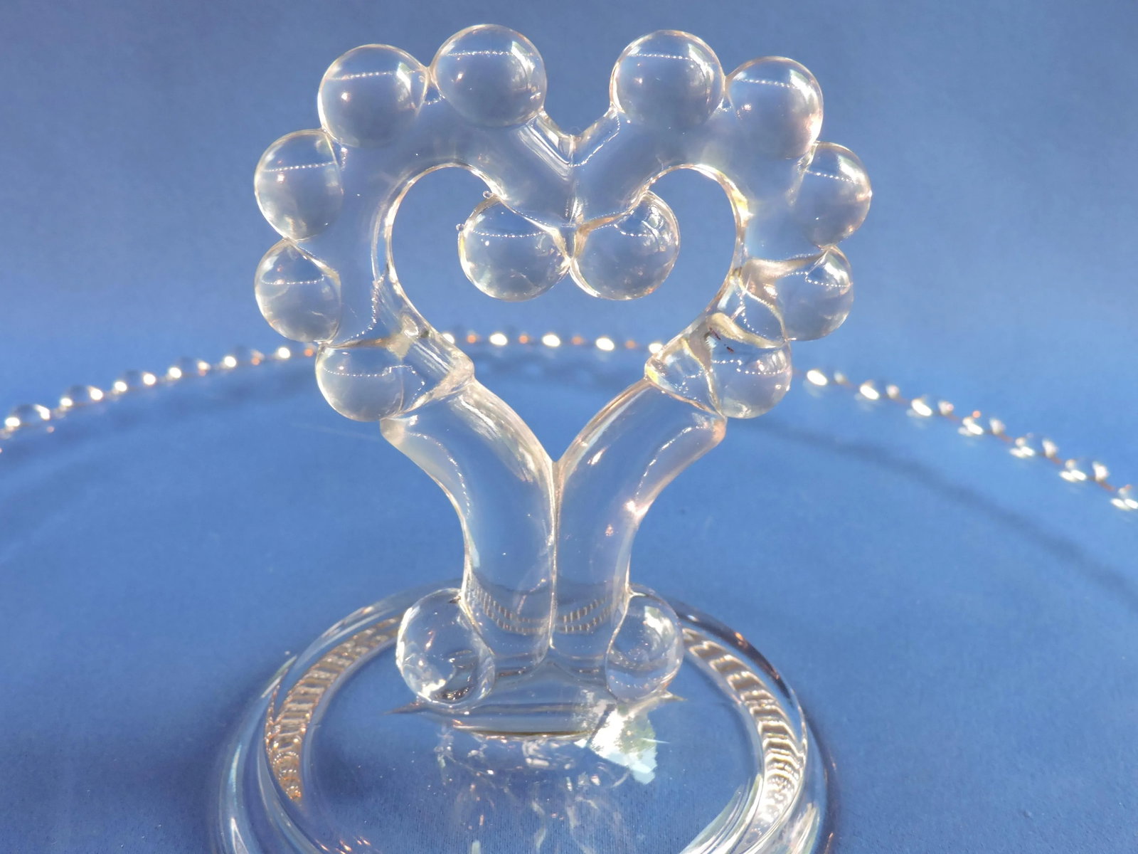 Vintage 1950's Imperial Glass Candlewick Heart Shaped Handled Serving Tray - 3