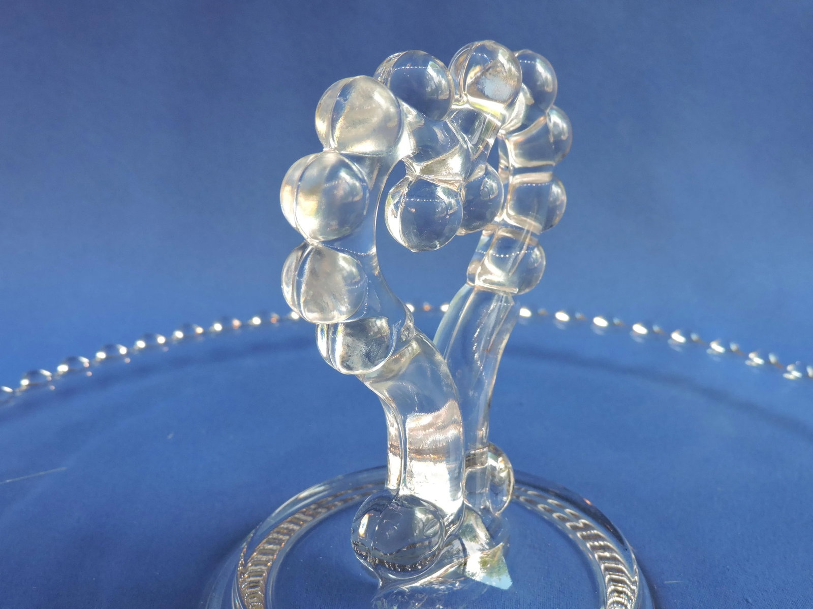 Vintage 1950's Imperial Glass Candlewick Heart Shaped Handled Serving Tray - 6
