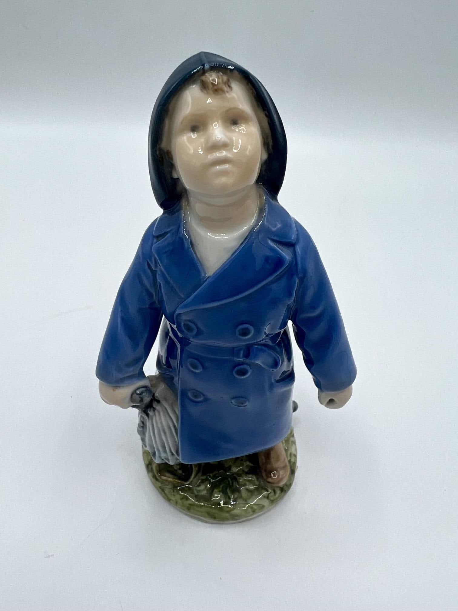 1960s Royal Copenhagen Porcelain Figurine "Boy With Umbrella" - 2