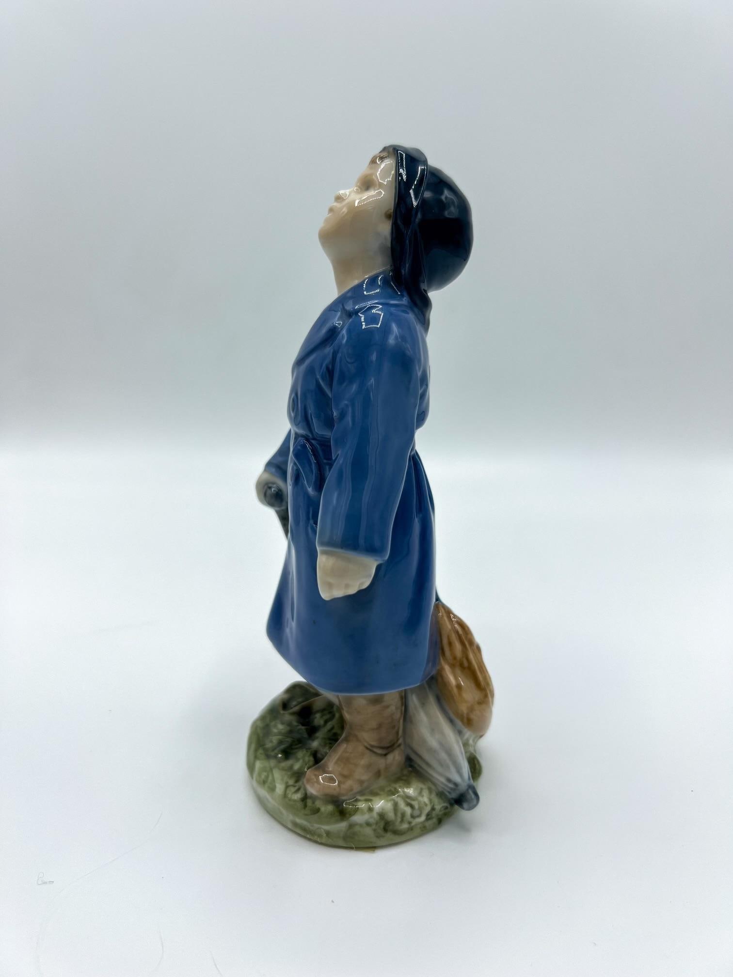 1960s Royal Copenhagen Porcelain Figurine "Boy With Umbrella" - 3