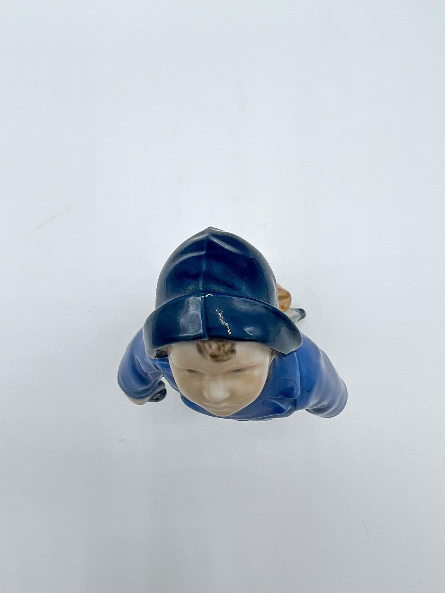 1960s Royal Copenhagen Porcelain Figurine "Boy With Umbrella" - 6