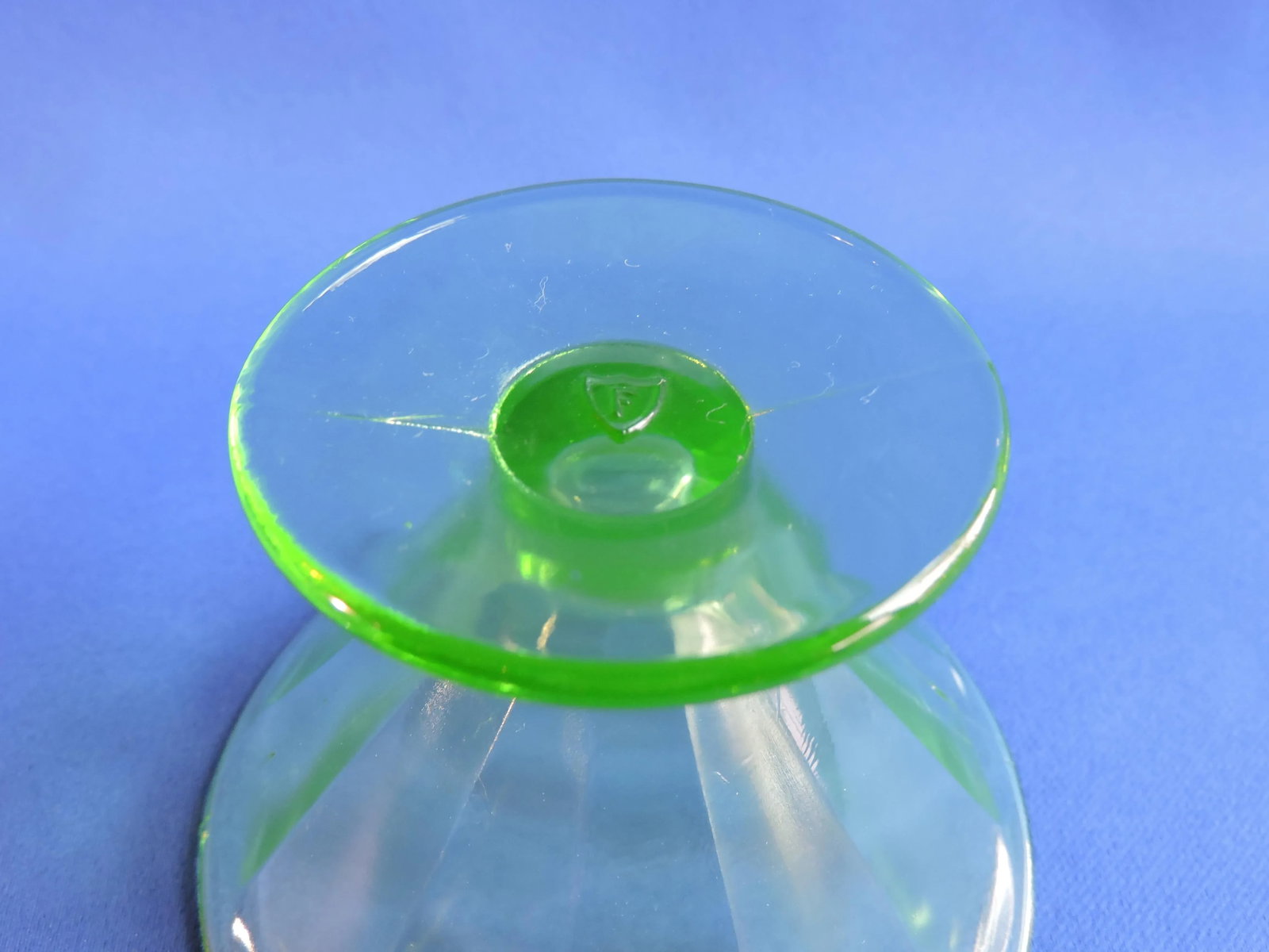 1930's Federal Depression Vaseline Glass Low Footed Sherbets Pair of 2 - 6