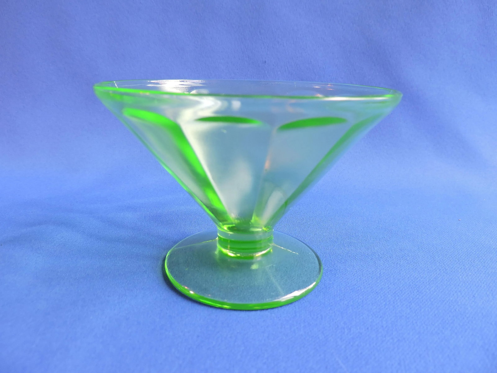 1930's Federal Depression Vaseline Glass Low Footed Sherbets Pair of 2 - 7