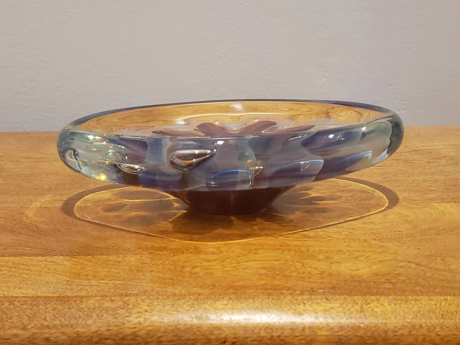 2007 Signed Robert Eickholt "Seascape" Decorative Art Glass Shallow Bowl/Dish/Paper Weight - 3