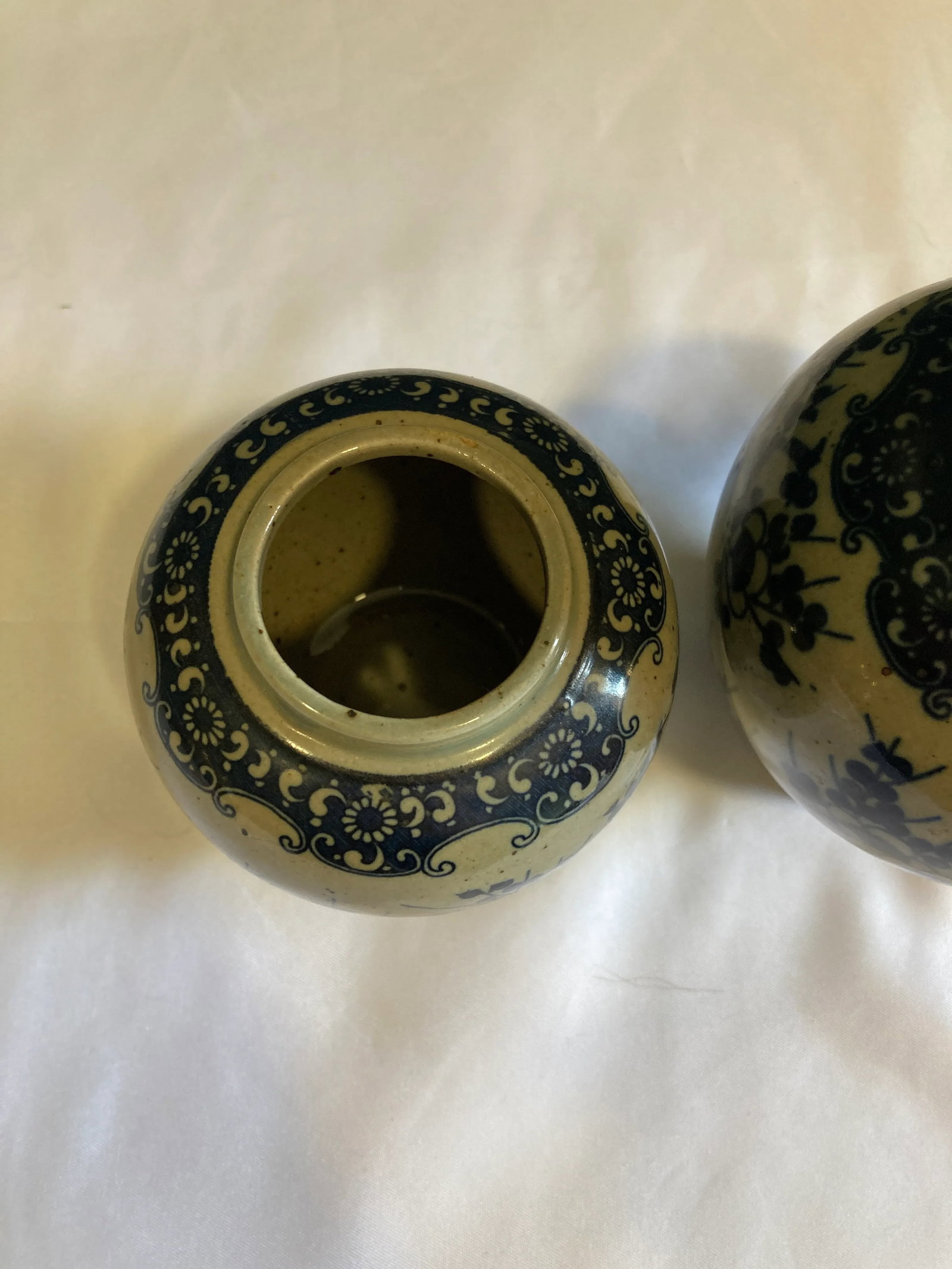 Vintage Asian Gray & Blue Urn & Vases- Set of 2 - 3