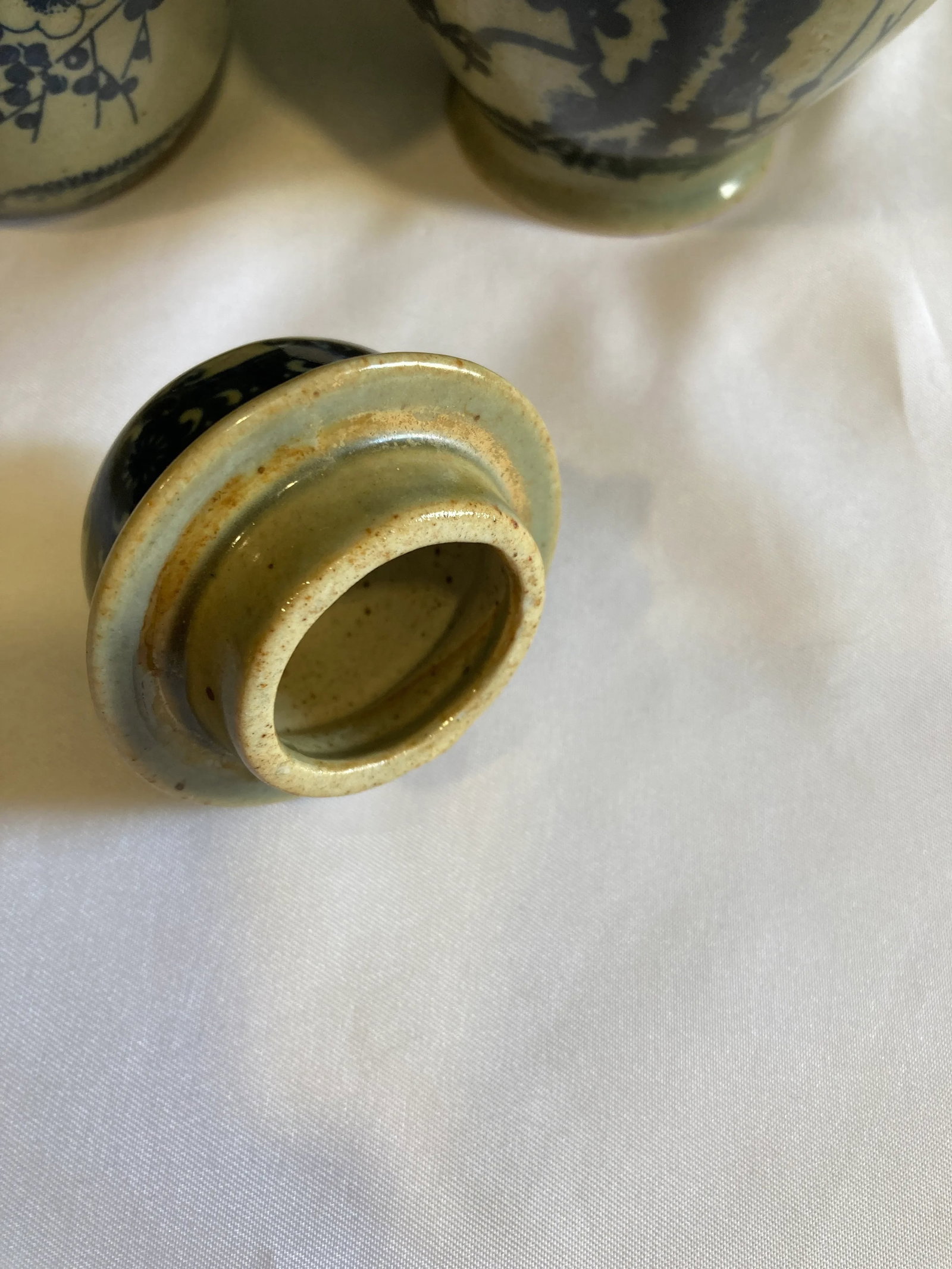 Vintage Asian Gray & Blue Urn & Vases- Set of 2 - 5