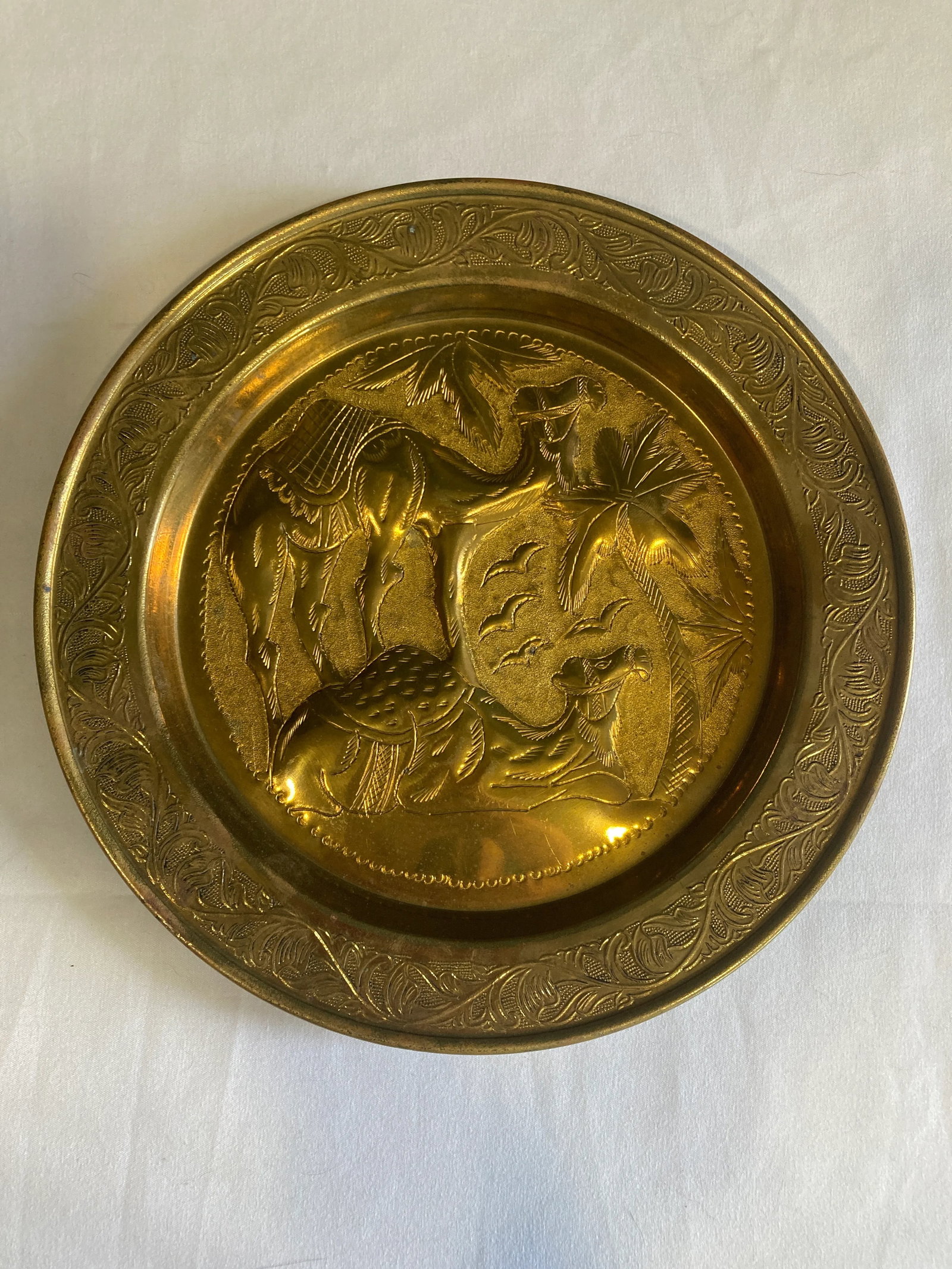 1960s Brass Embossed Camel Plate - 2