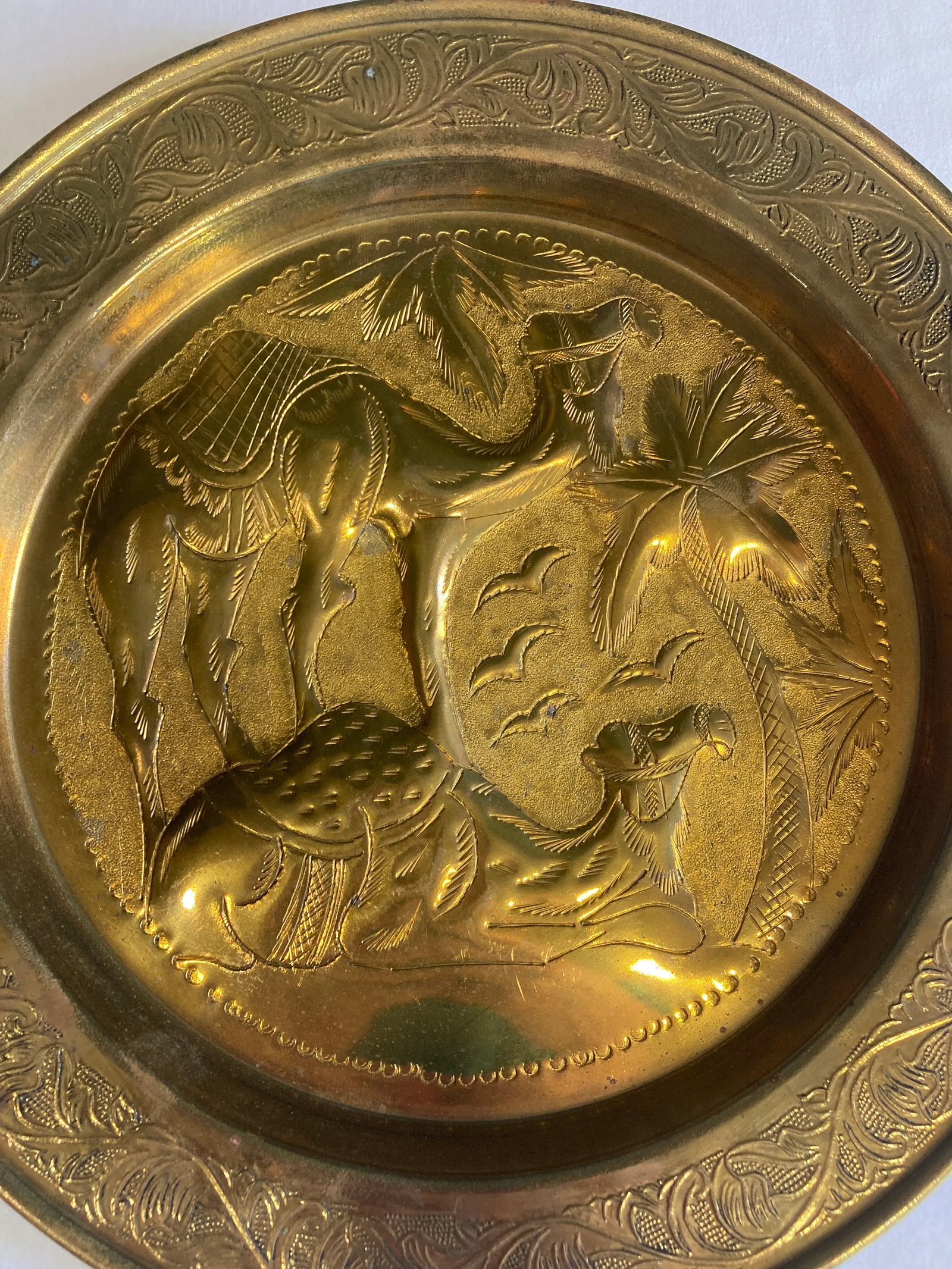 1960s Brass Embossed Camel Plate - 3