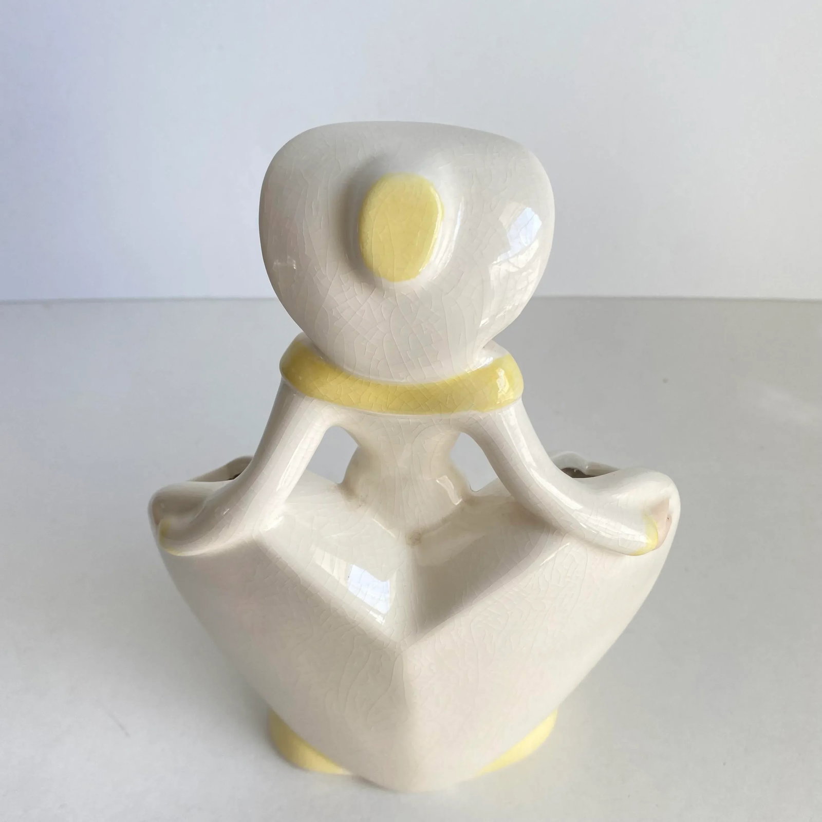 Vintage Southern Belle Lady Double Vase 1940s Matie Weil Ware California Pottery Yellow Dress - 7