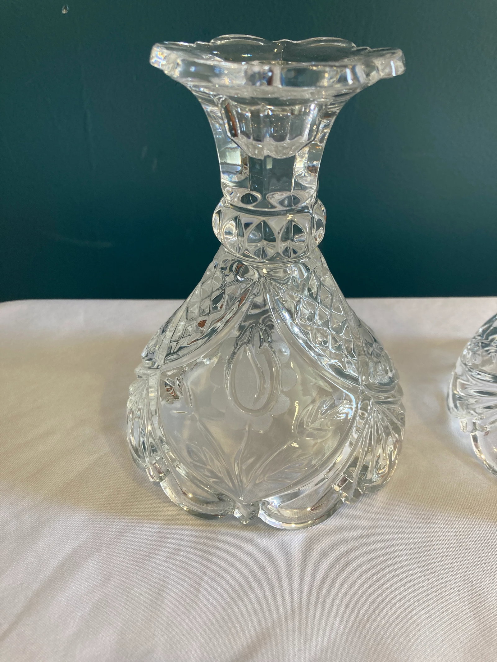 Vintage Cut Glass Candleholders, Set of Two - 2