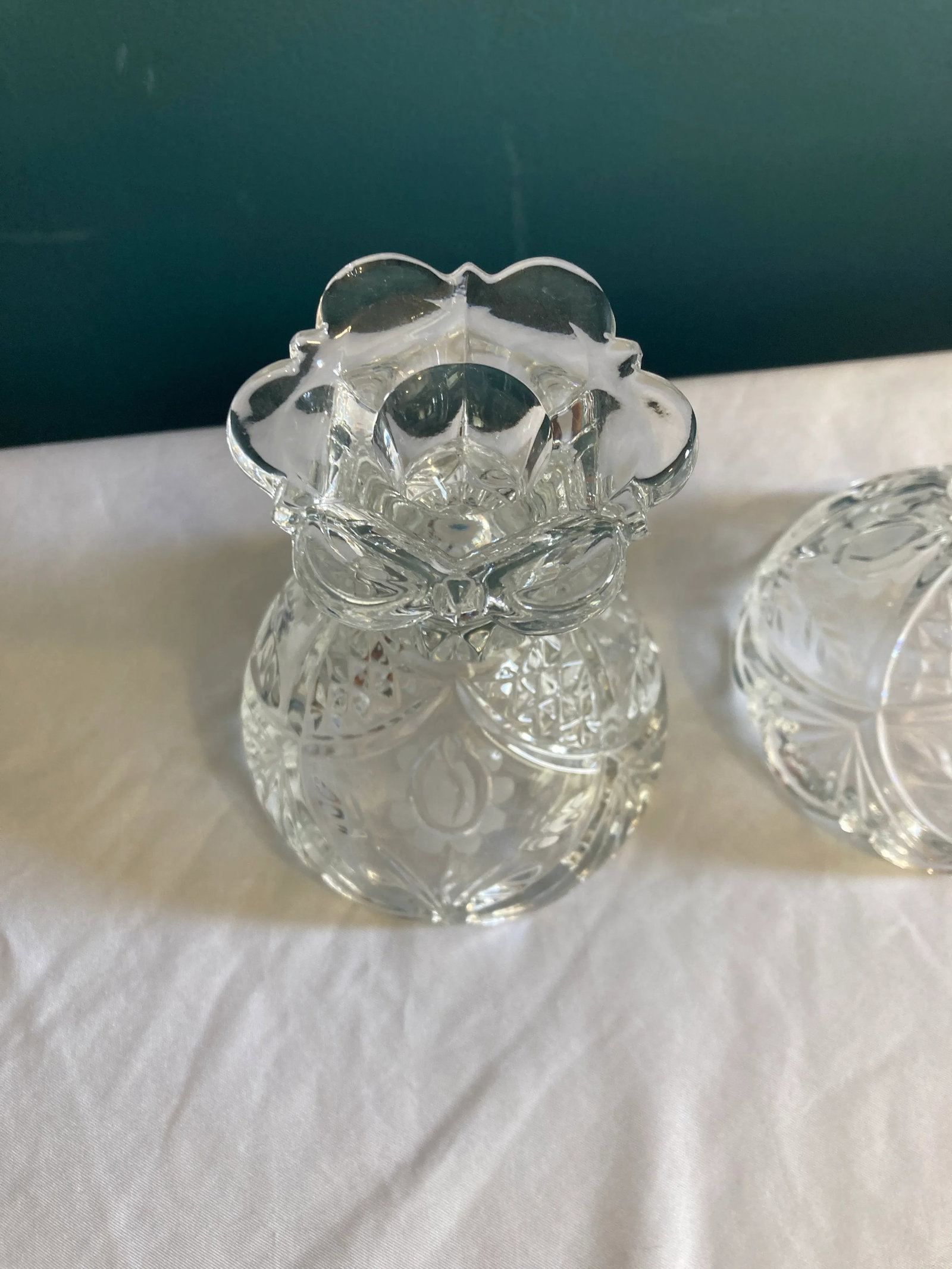 Vintage Cut Glass Candleholders, Set of Two - 4