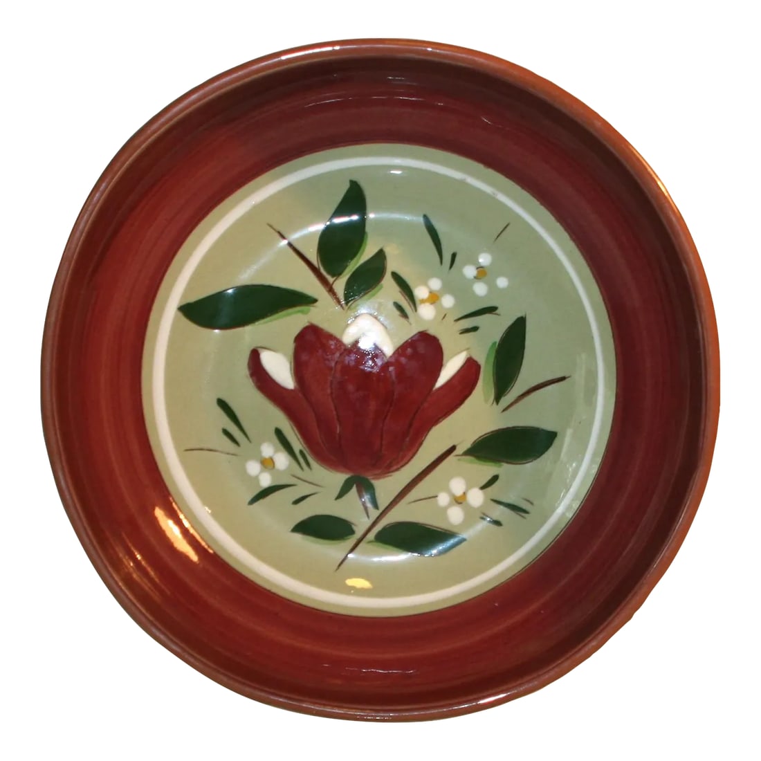 Vintage Stangl Magnolia Pattern Handcrafted Round Serving Bowl: Vintage Stangl Pottery Magnolia Pattern 8-Inch Serving Bowl The Stangl Magnolia pattern was designed by Kay Hackett and was introduced in 1952. It remained in production until 1978. This pattern was