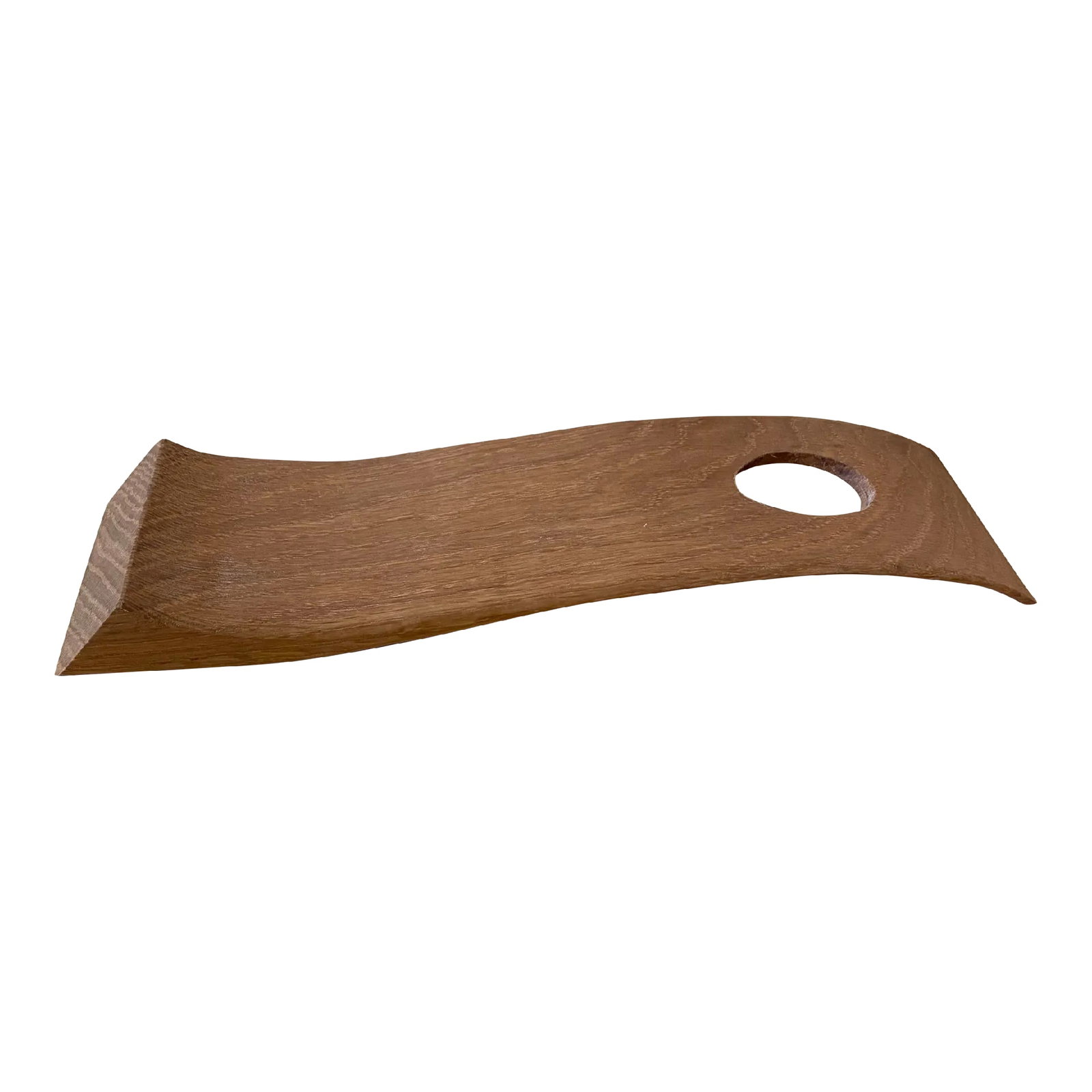 Early 21st Century Curved Carved Wood Counter Balance Wine Bottle Holder: This is a sleek curved, carved wood counter balance wine bottle holder. The design of this wine bottle stand is sculptural, modern and stylish, with a minimalistic appeal. This is in very good
