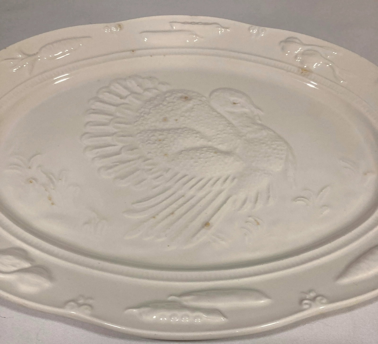 Vintage White Ceramic Turkey Platter - 2