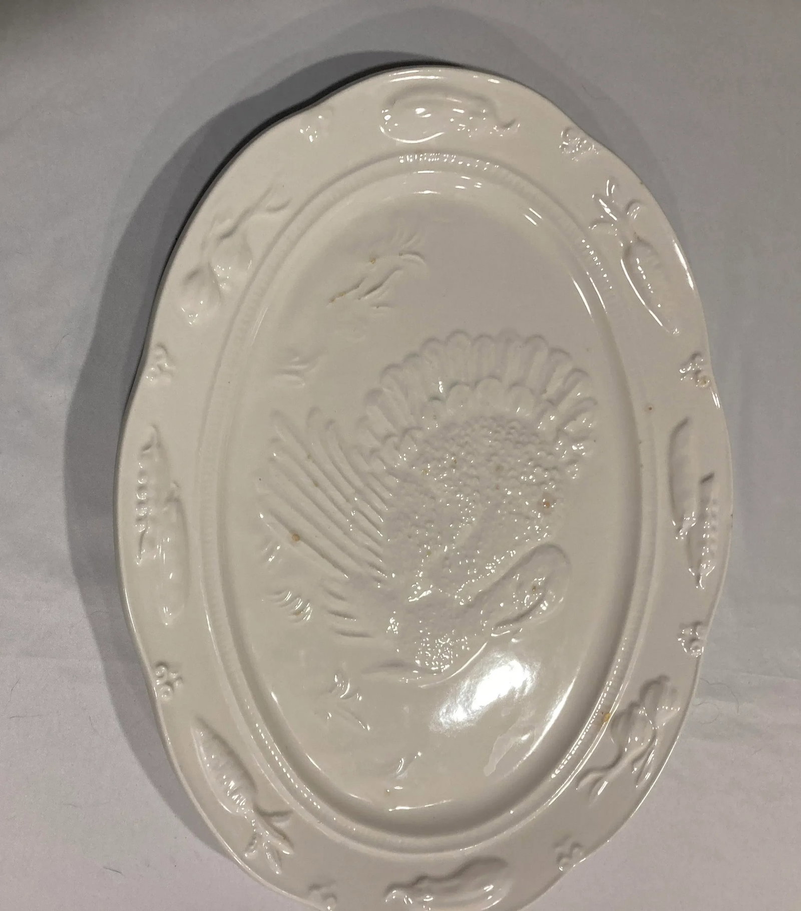 Vintage White Ceramic Turkey Platter - 3