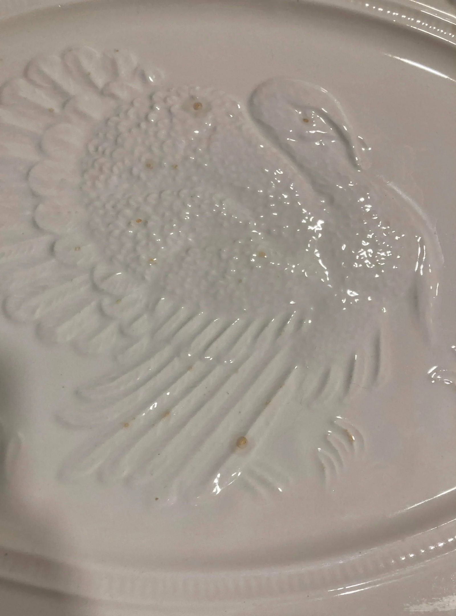 Vintage White Ceramic Turkey Platter - 4