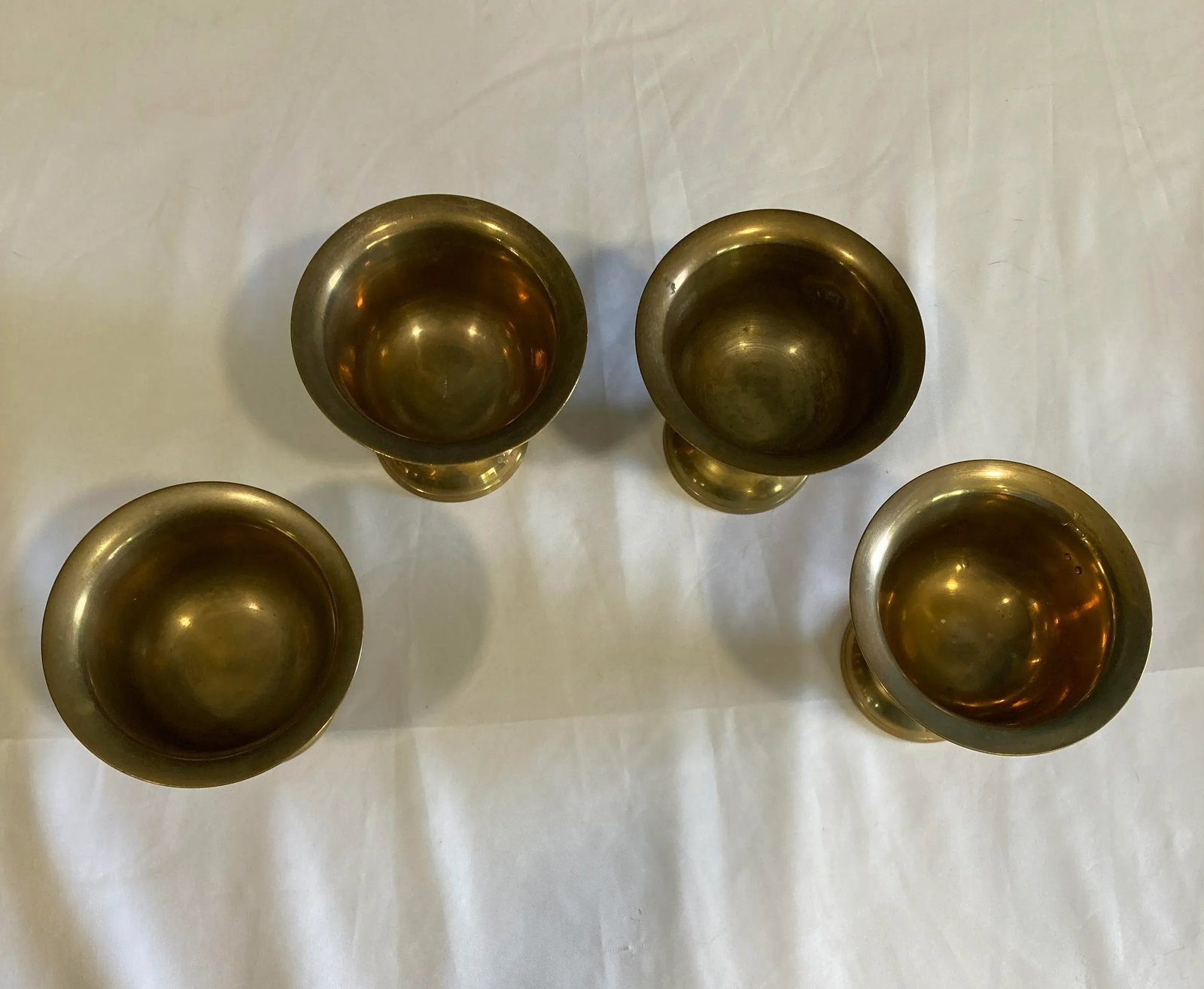 Set of 4 Vintage Etched Brass Goblets - 4