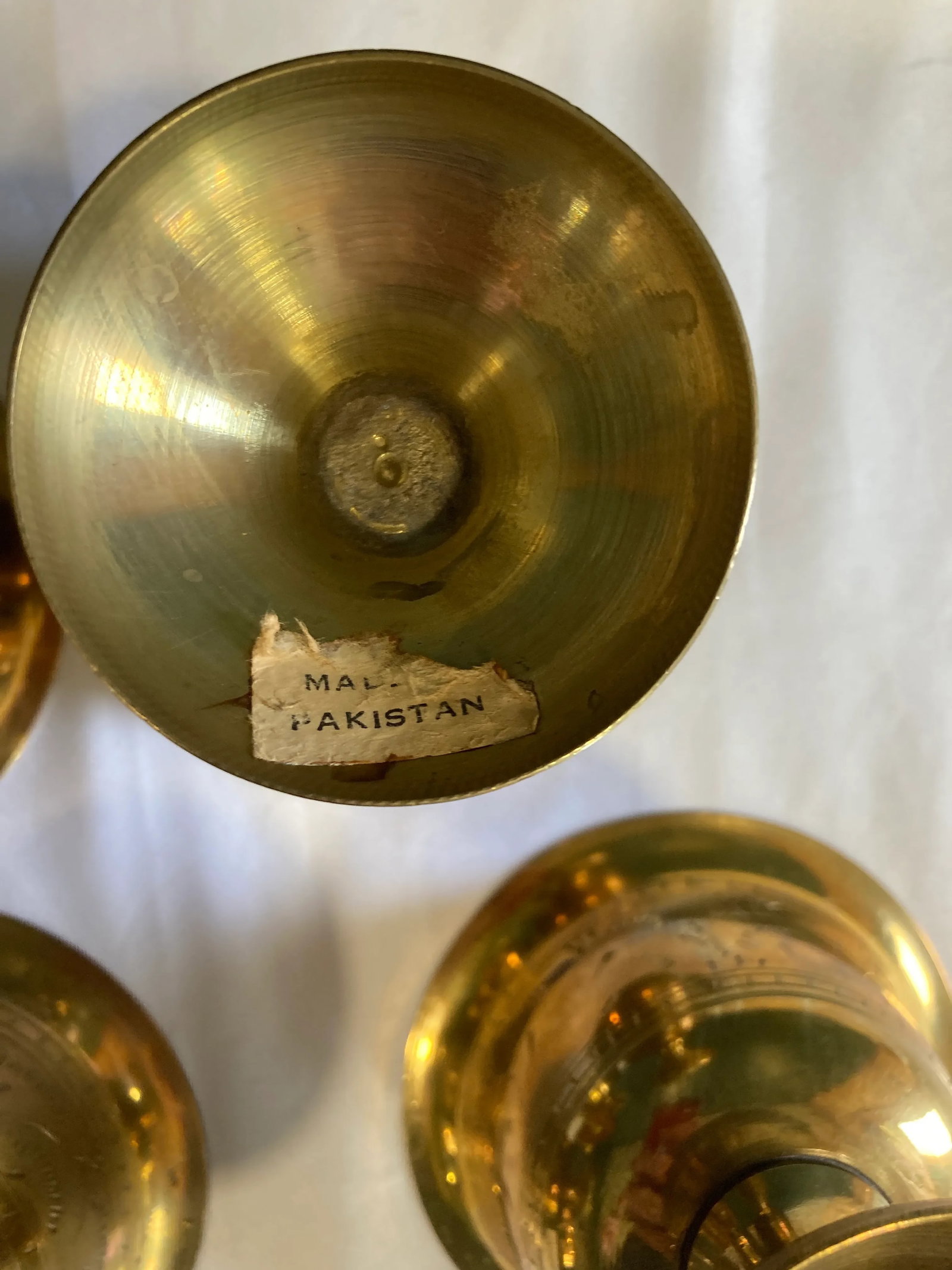 Set of 4 Vintage Etched Brass Goblets - 5