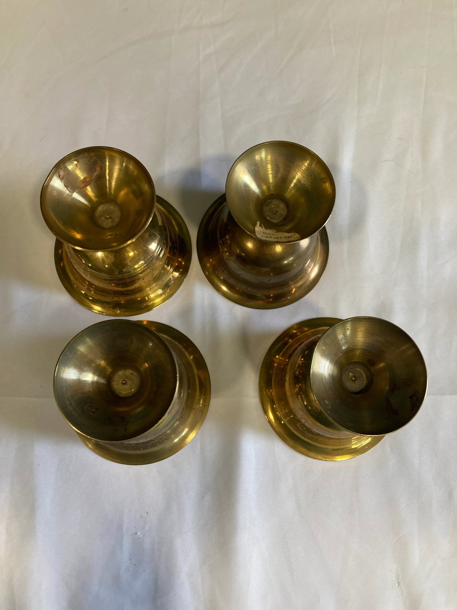 Set of 4 Vintage Etched Brass Goblets - 6