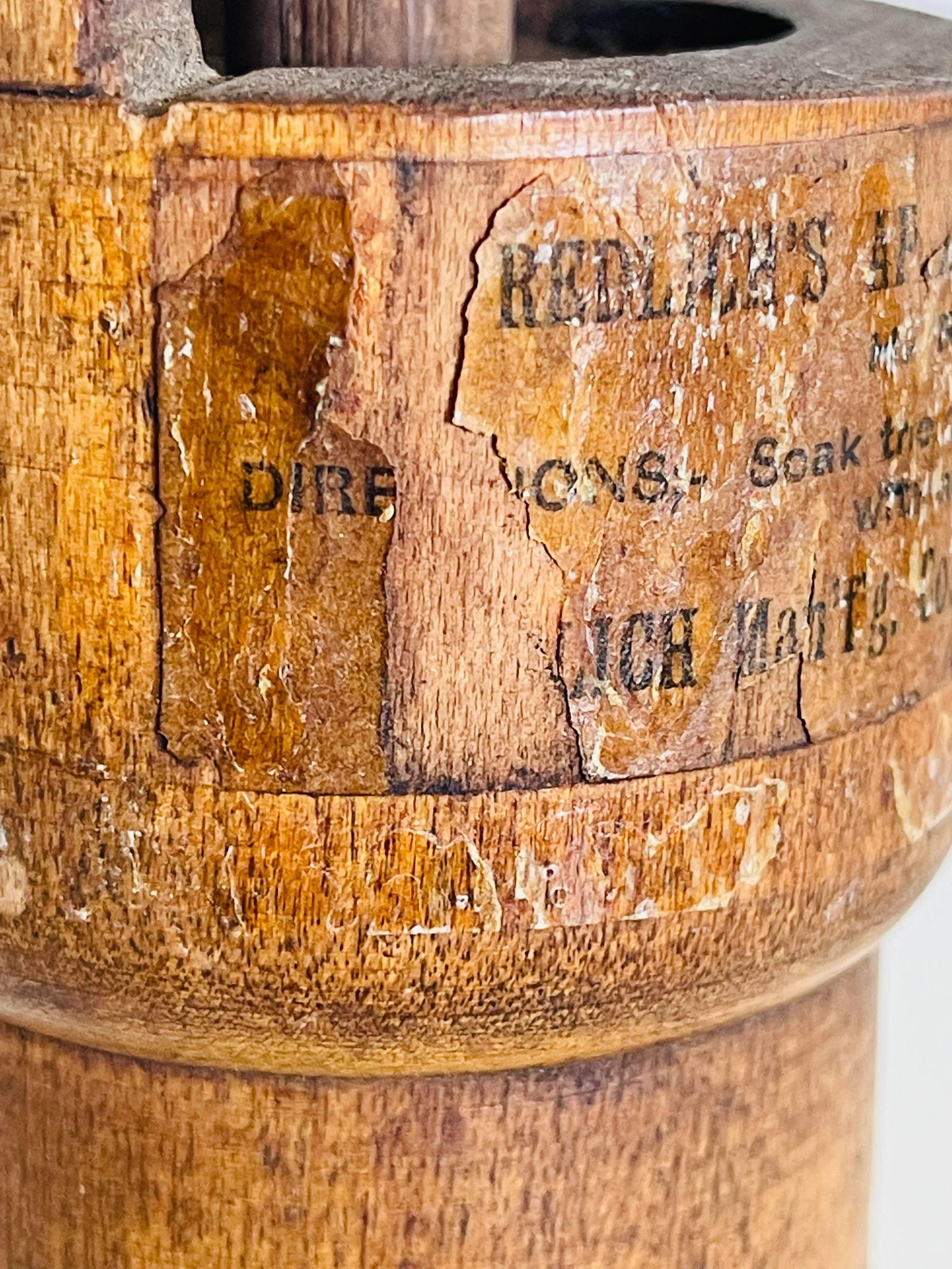 Antique Wood Redlich Chicago Wine Cork Bottle Press With Partial Label, Pat 1862 - 8