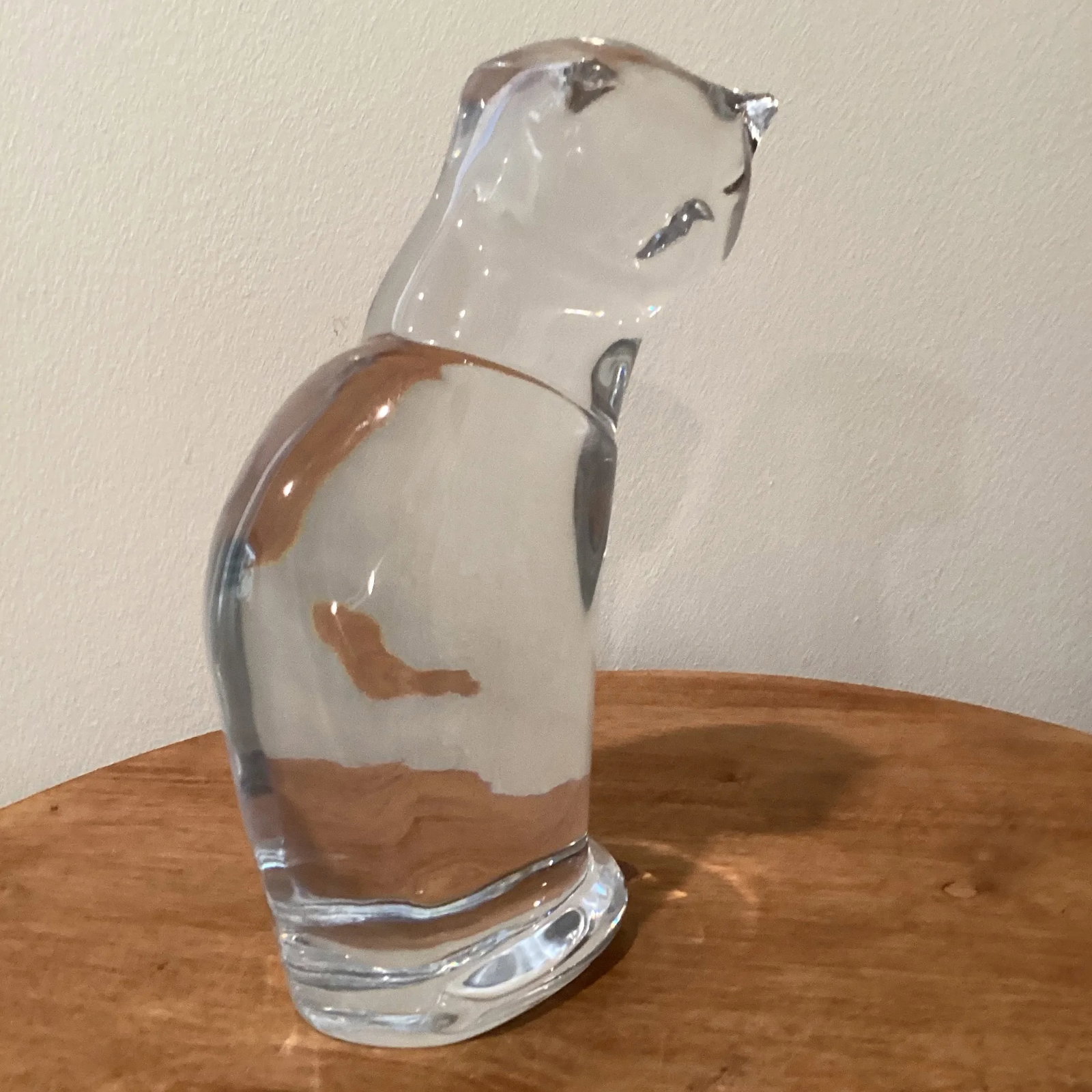 Vintage Orrefors Signed Alberius Crystal Art Glass Heavy Cat Sculpture - 2