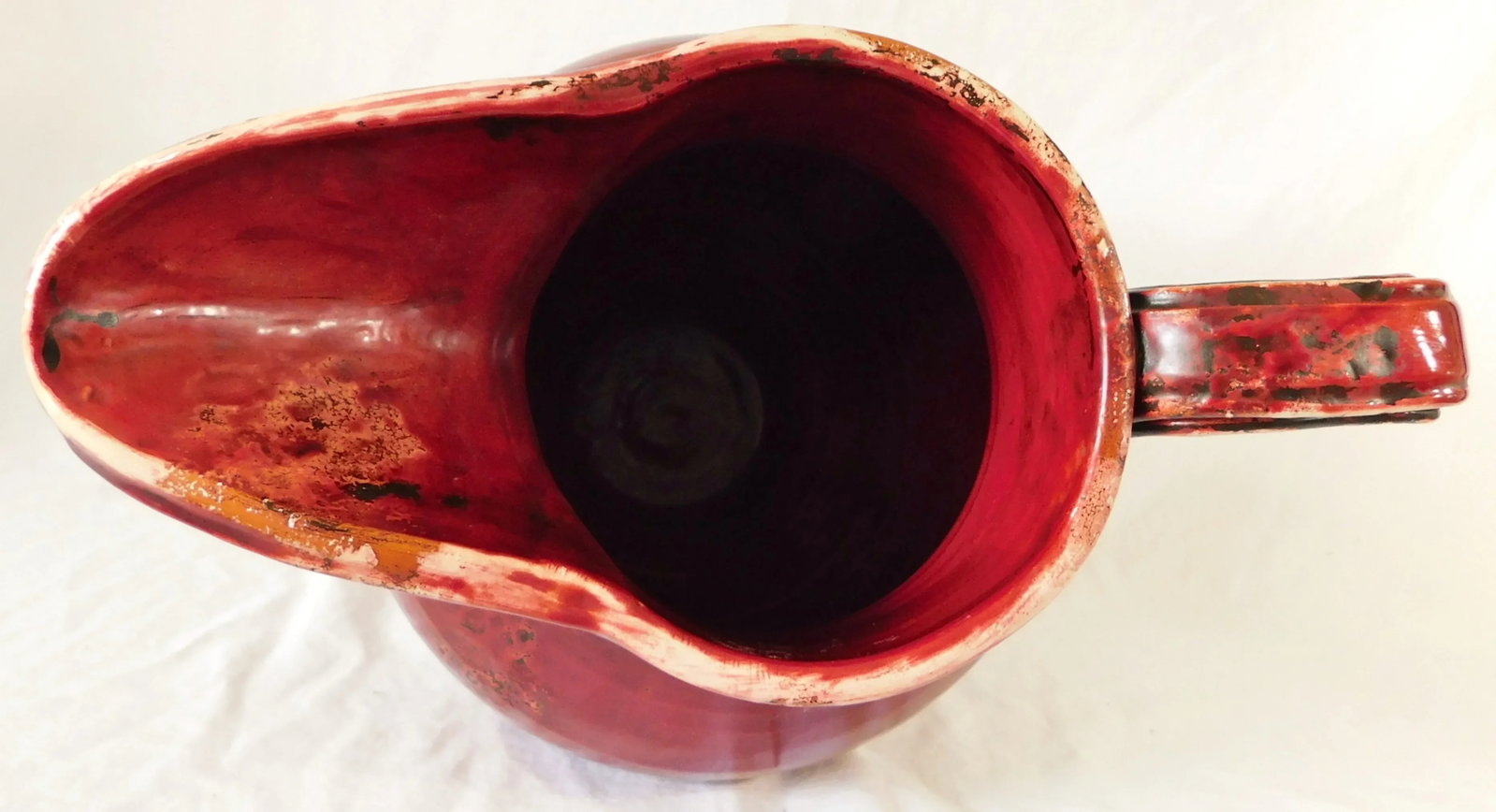 Large Oversized Vintage Italian Red Ceramic Twist Handle Pitcher Floor Vase - 10