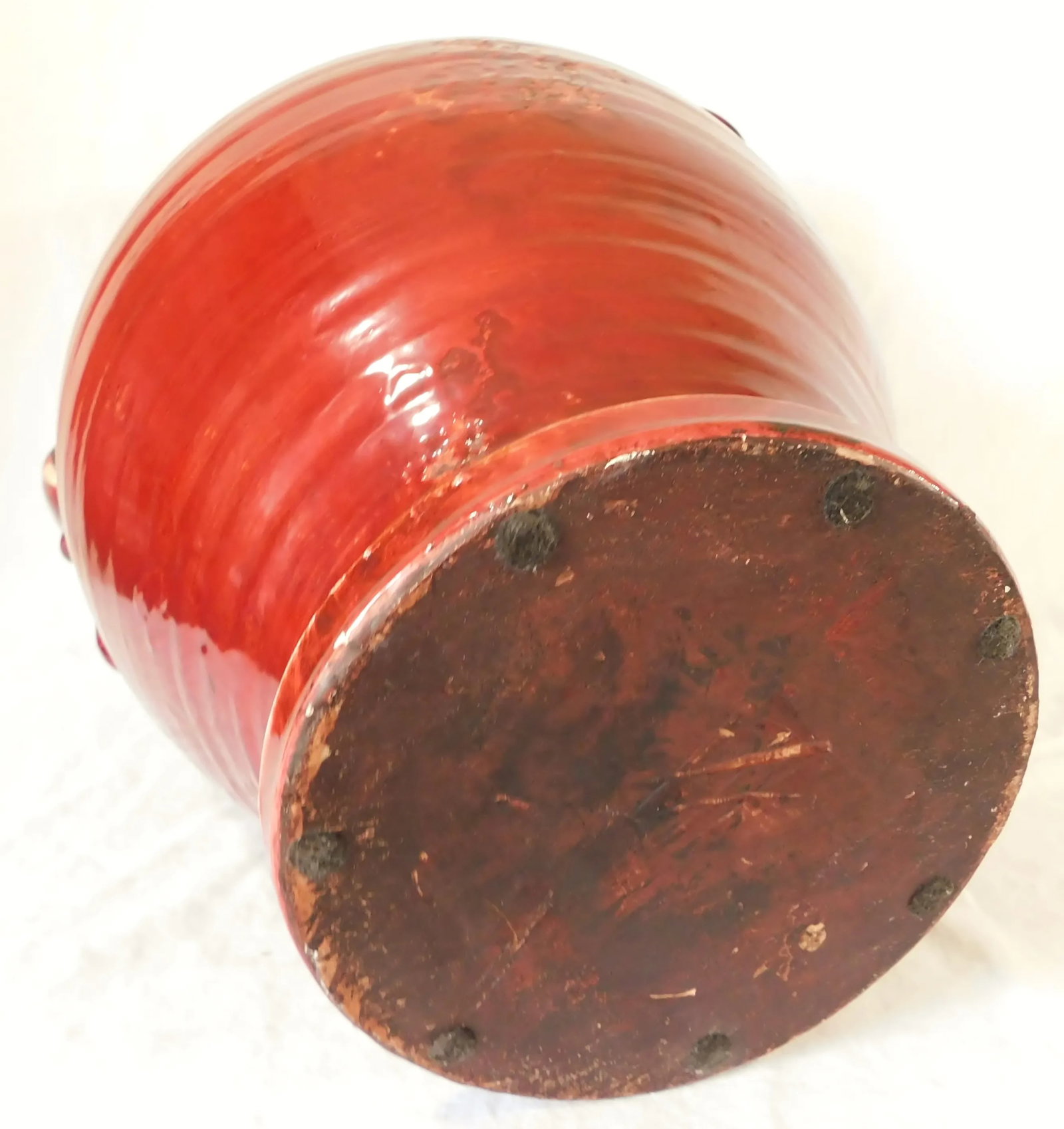 Large Oversized Vintage Italian Red Ceramic Twist Handle Pitcher Floor Vase - 11