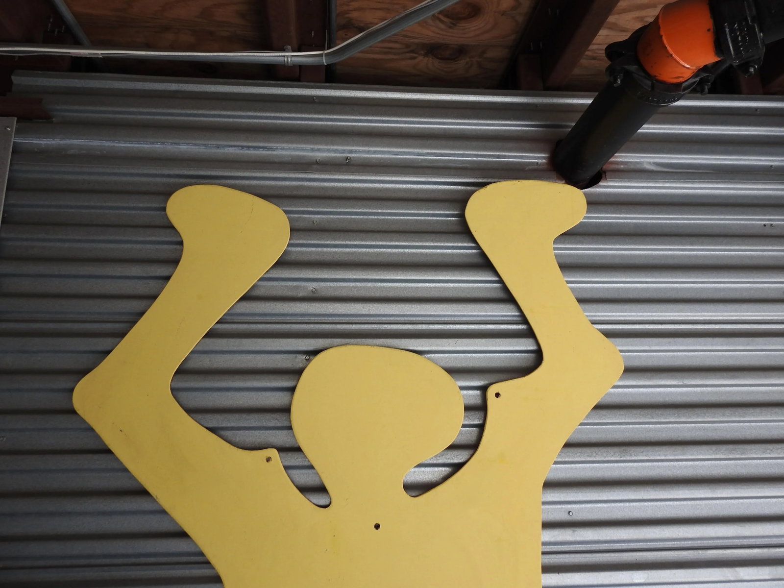 1990s Oversized Pop Art Yellow Wood Figure Wall Sculpture - 7