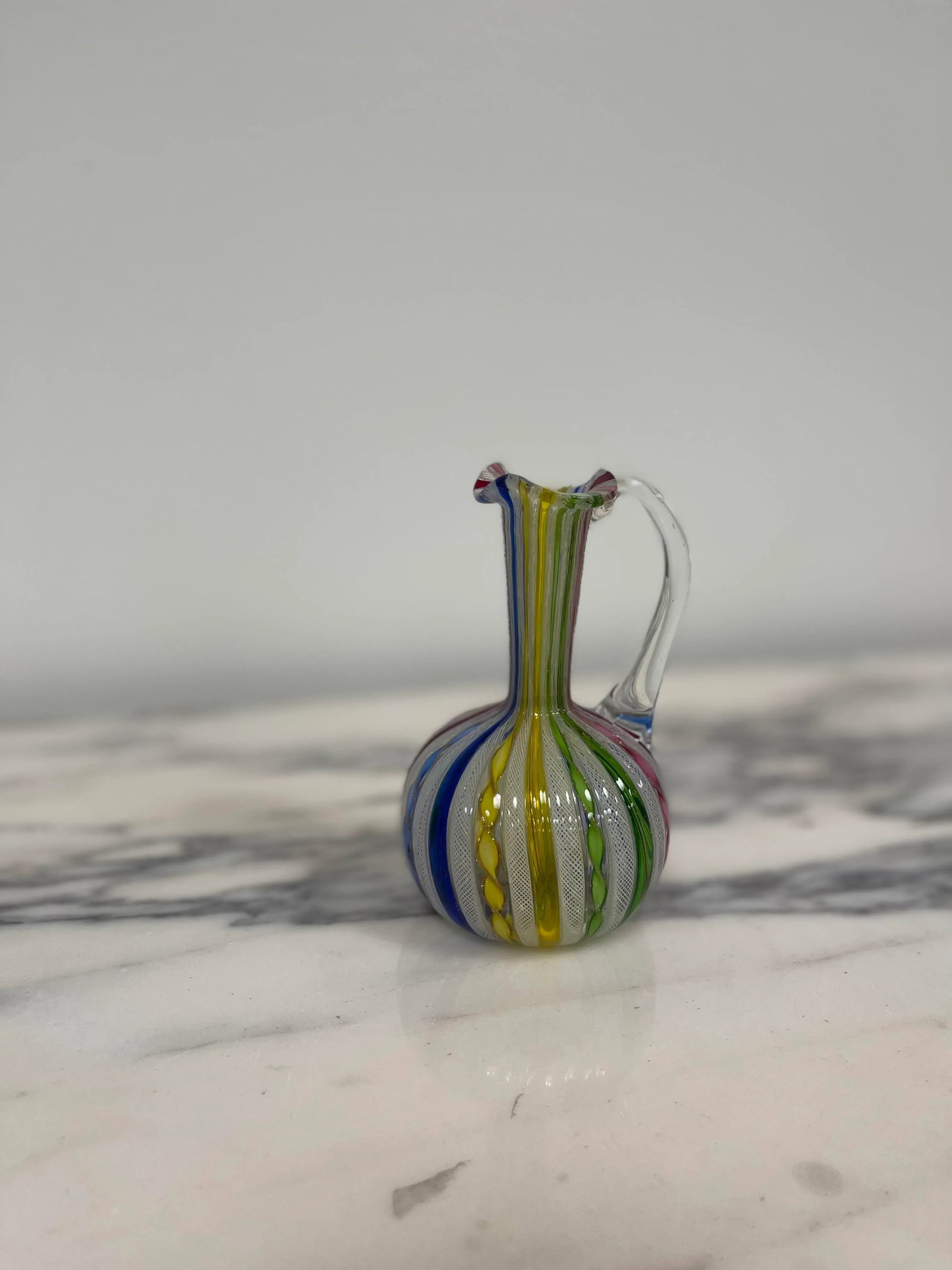 Mid-Century Venetian Laticino Glass Ewer - 2