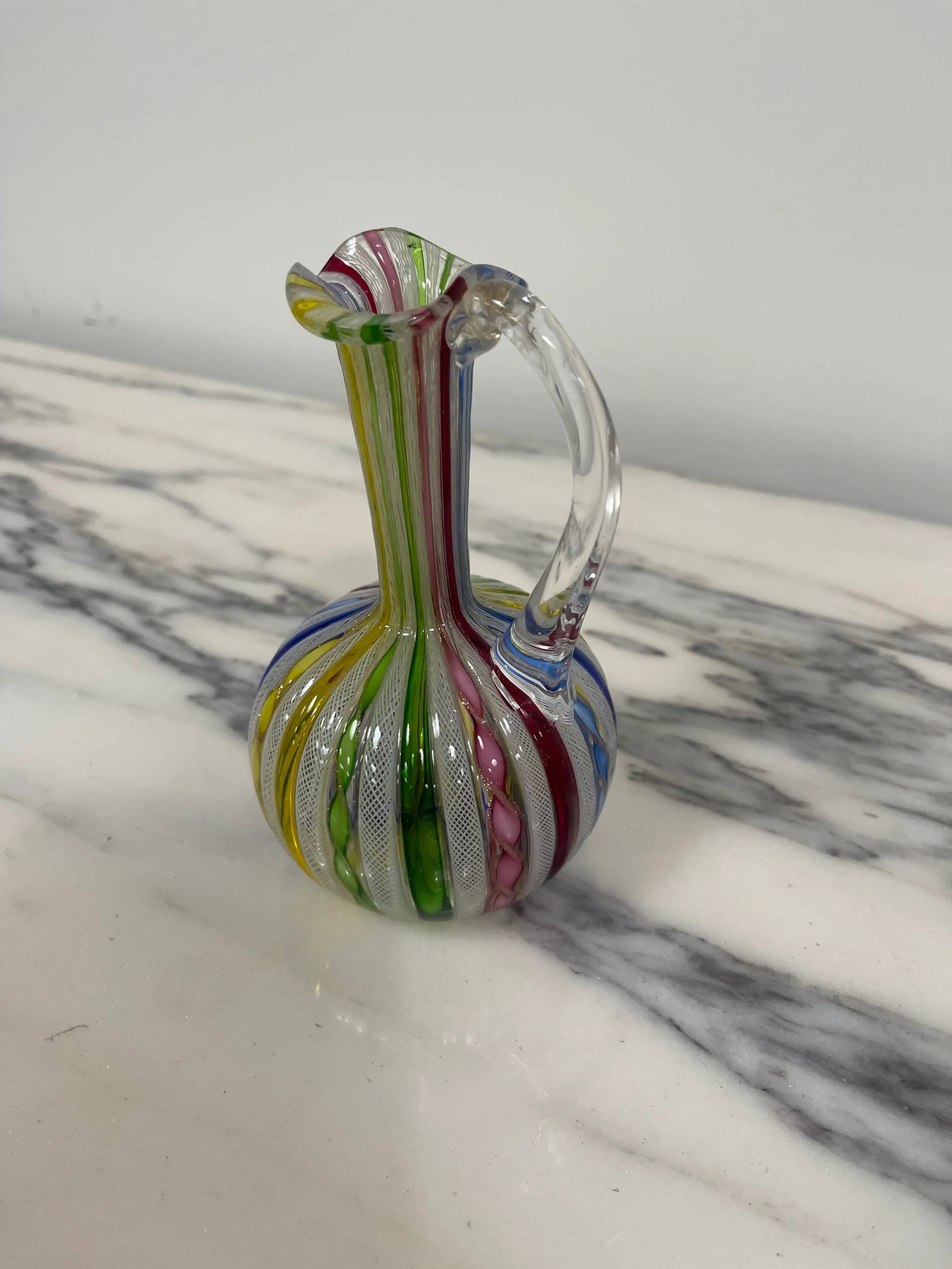 Mid-Century Venetian Laticino Glass Ewer - 3