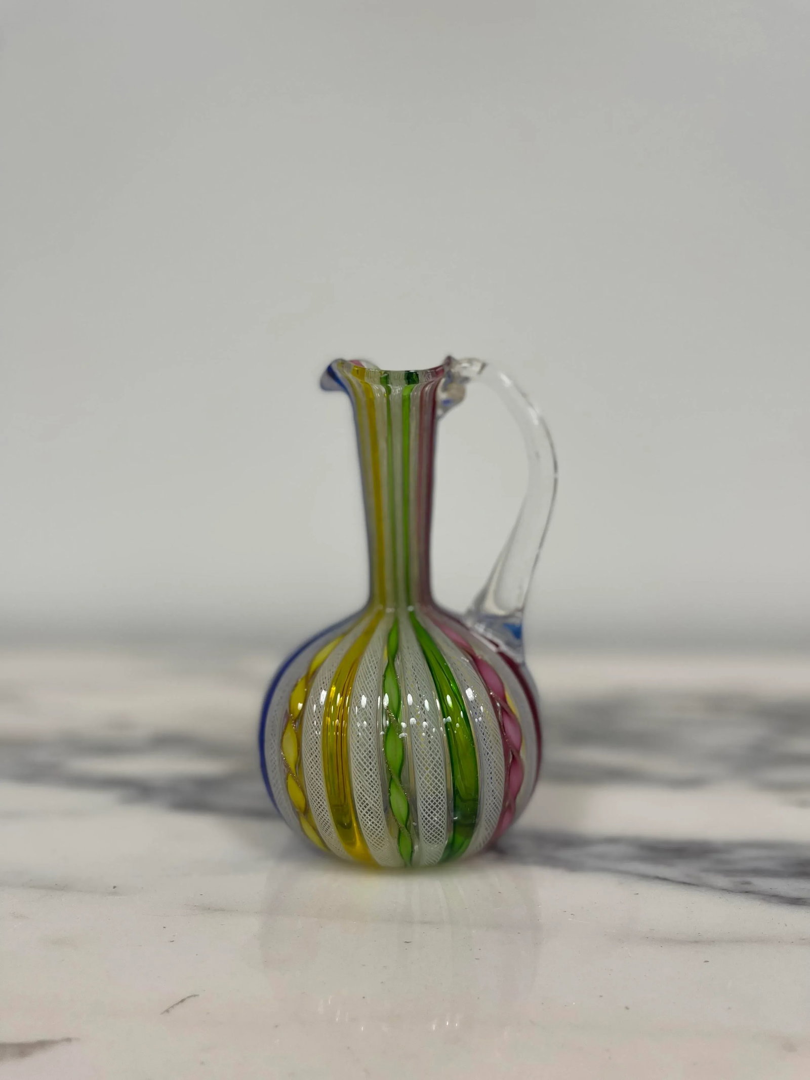 Mid-Century Venetian Laticino Glass Ewer - 5