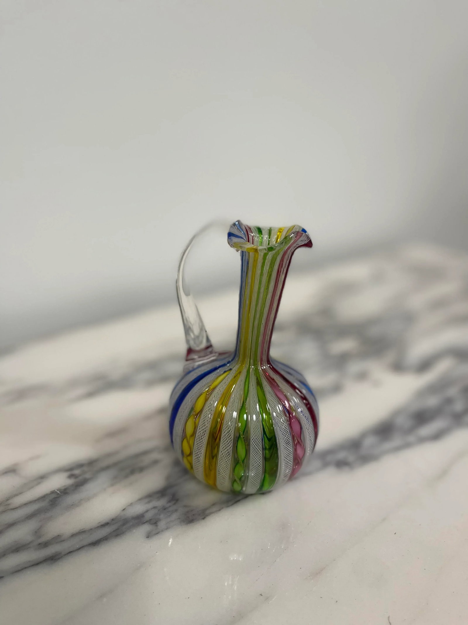 Mid-Century Venetian Laticino Glass Ewer - 7