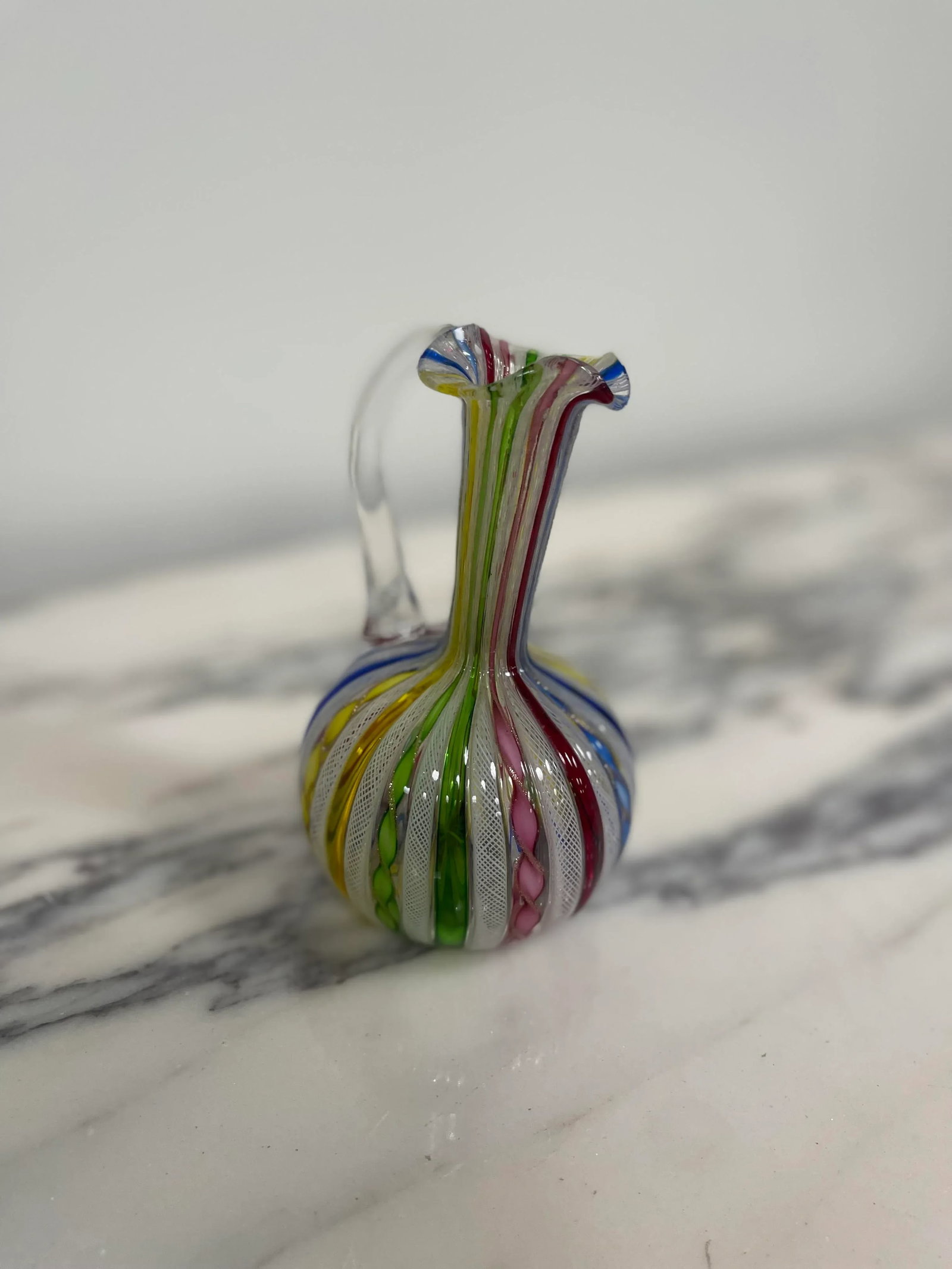 Mid-Century Venetian Laticino Glass Ewer - 8