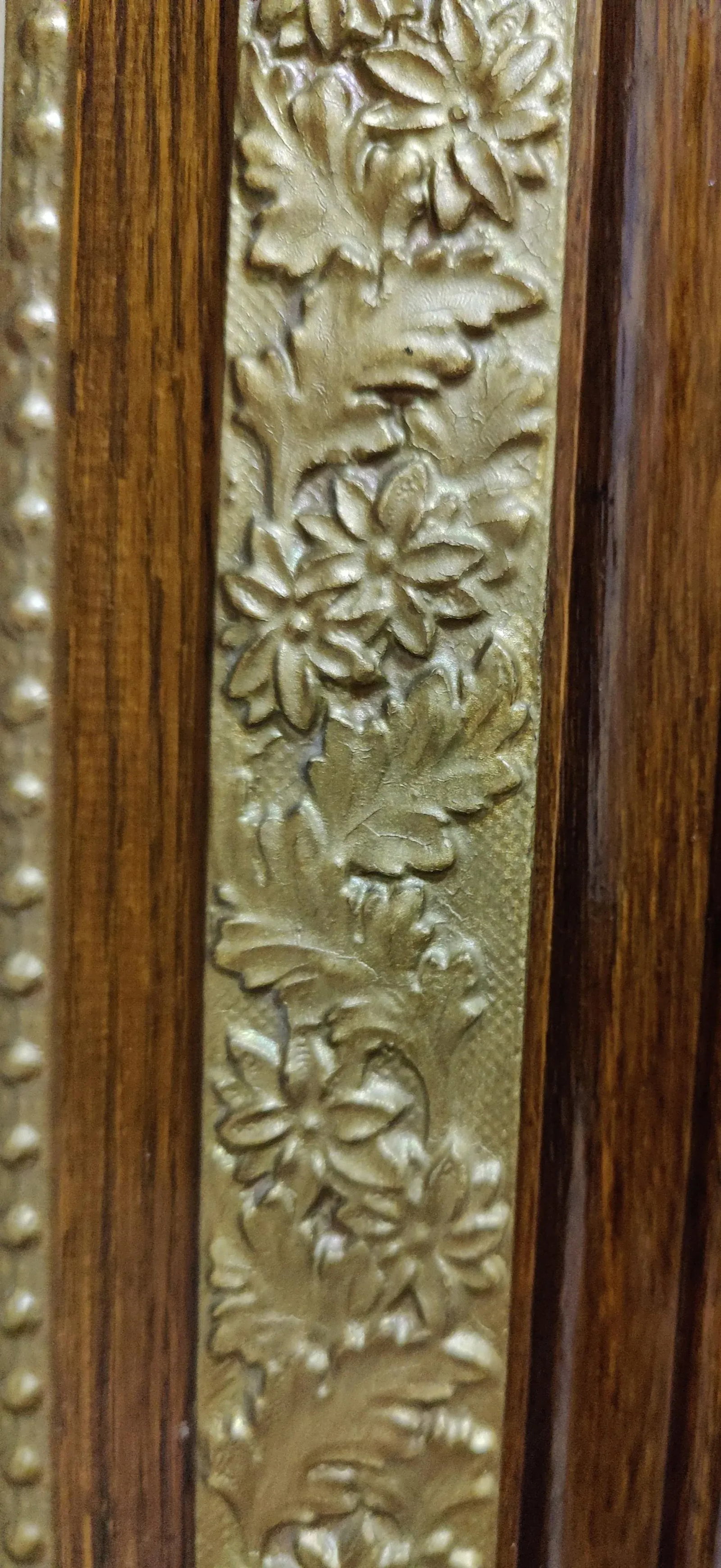 Antique Oak Wood Frame W/ Ornate Gesso -Flowers and Leaves Frame/ Mirror - 4