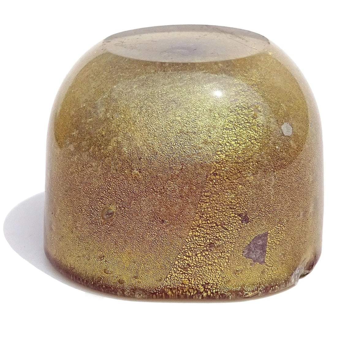 Murano Seguso Vetri d'Arte Poli 1939 Red Gold Flecks Italian Art Deco Glass Dish Bowl - As Is - 9
