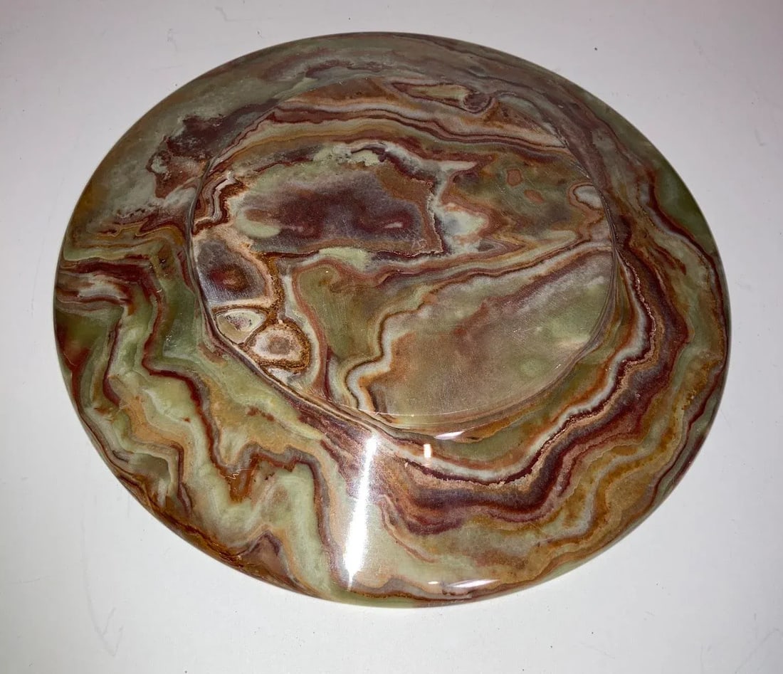 Set of 2 Natural Onyx Round Plates / Platters Made in Pakistan, 1980s - 8