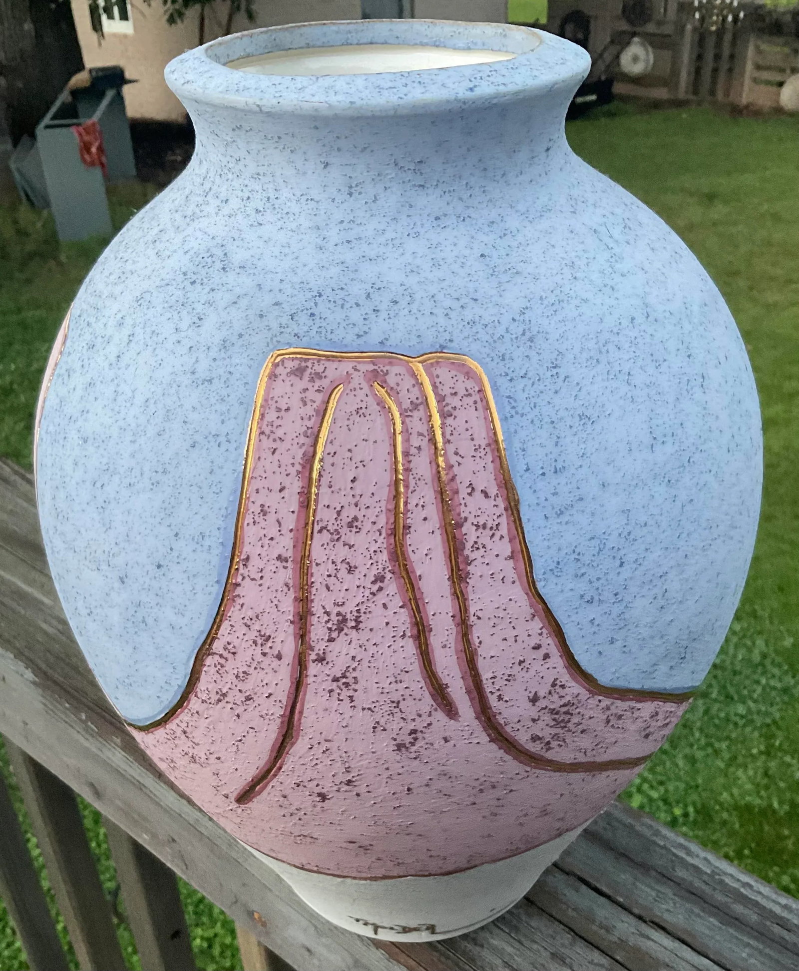 Large Southwestern Pottery Vase, Signed. - 2