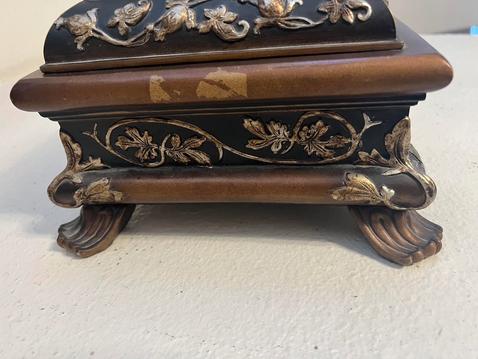 Vintage Mid 20th Century Tea Caddy Keepsake Trinket Jewelry Box / Safe Plaster - 10