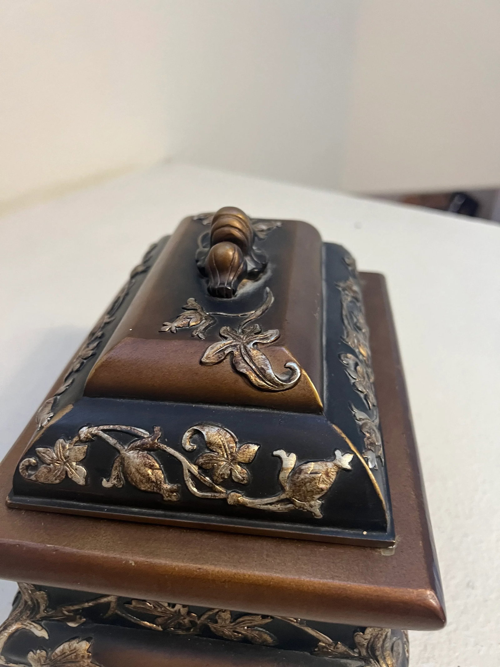 Vintage Mid 20th Century Tea Caddy Keepsake Trinket Jewelry Box / Safe Plaster - 5