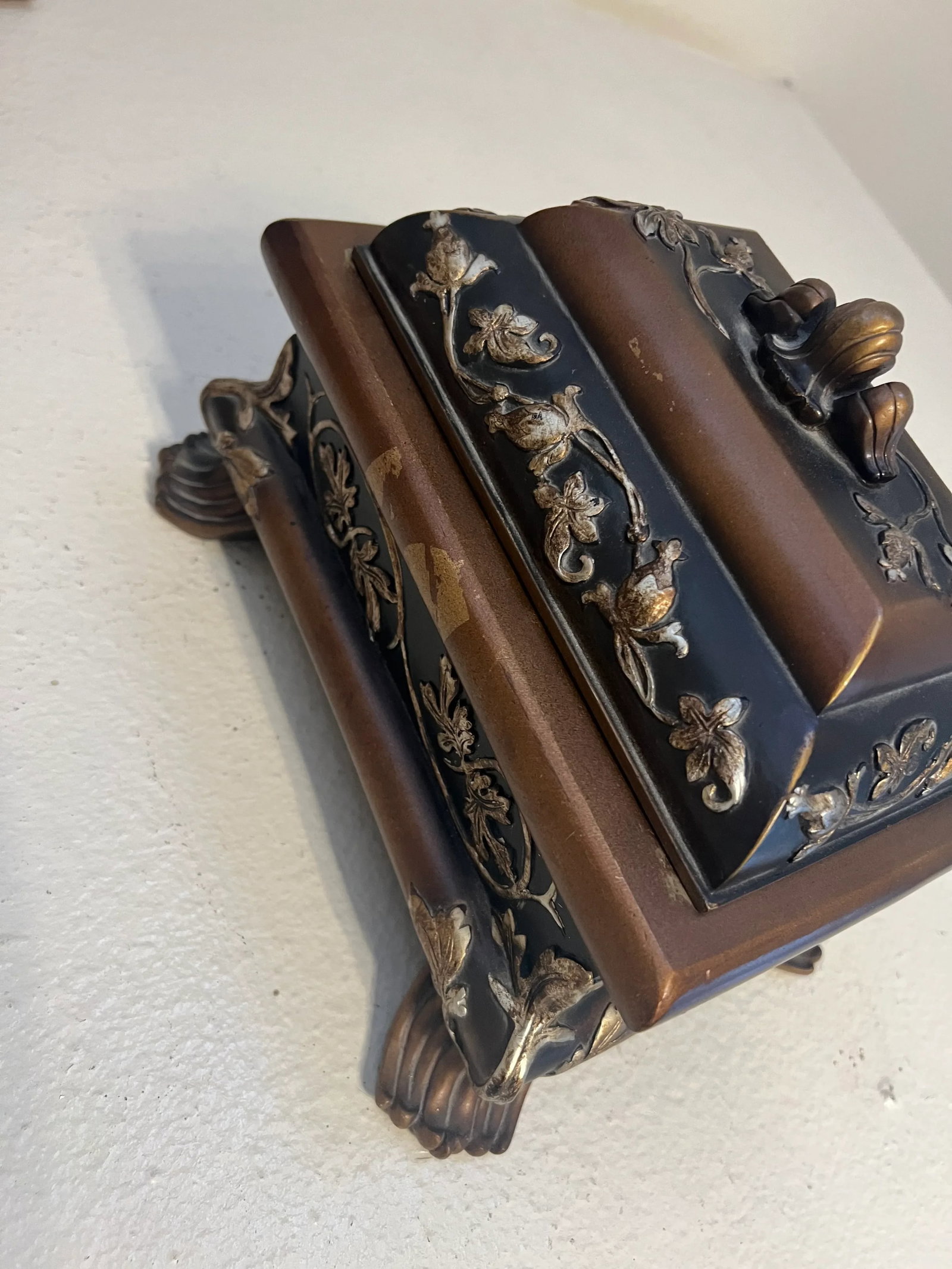 Vintage Mid 20th Century Tea Caddy Keepsake Trinket Jewelry Box / Safe Plaster - 9
