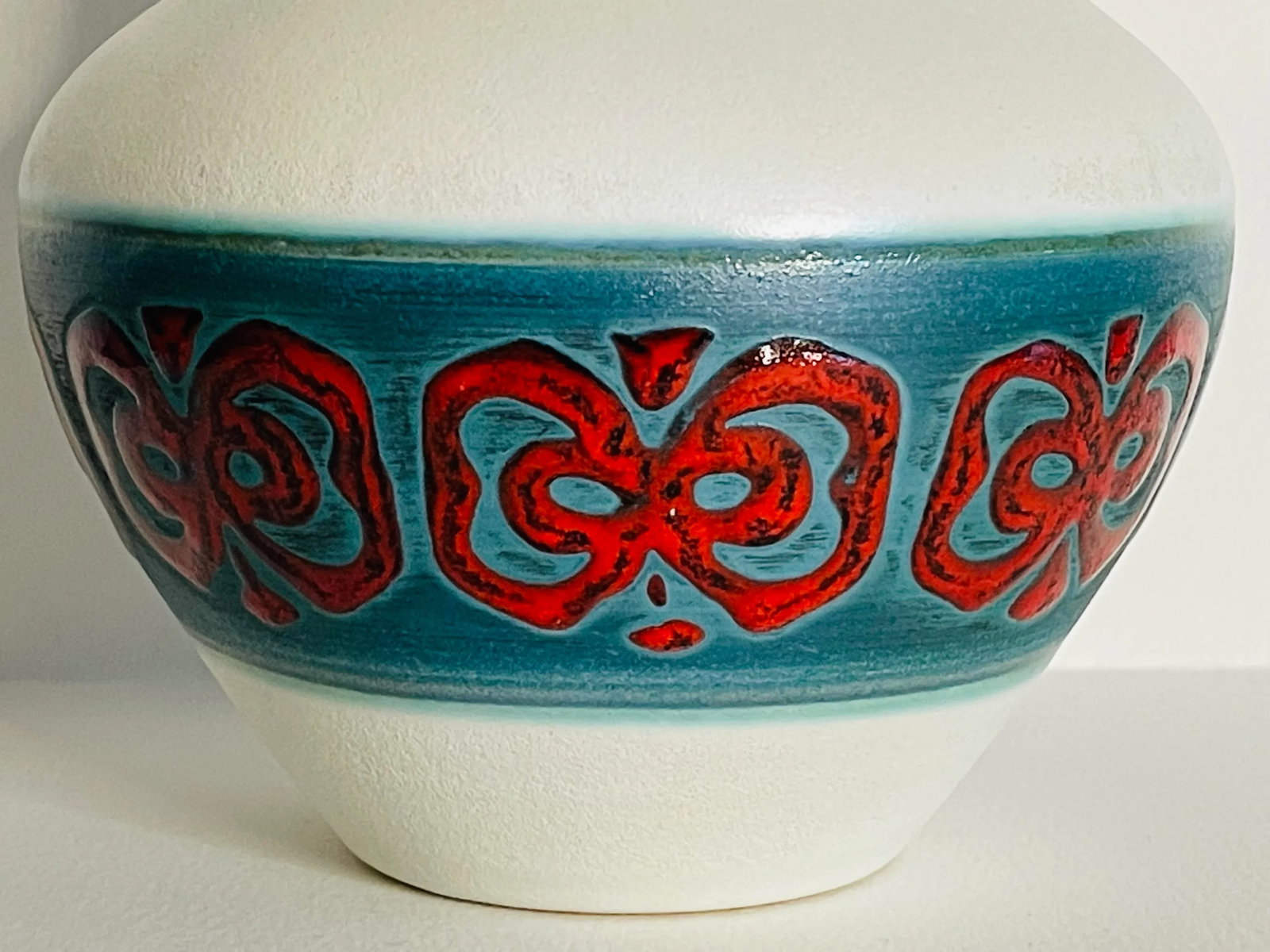 Mid Century Modern German Ceramic Matte Finish Bulbous Vase - 3
